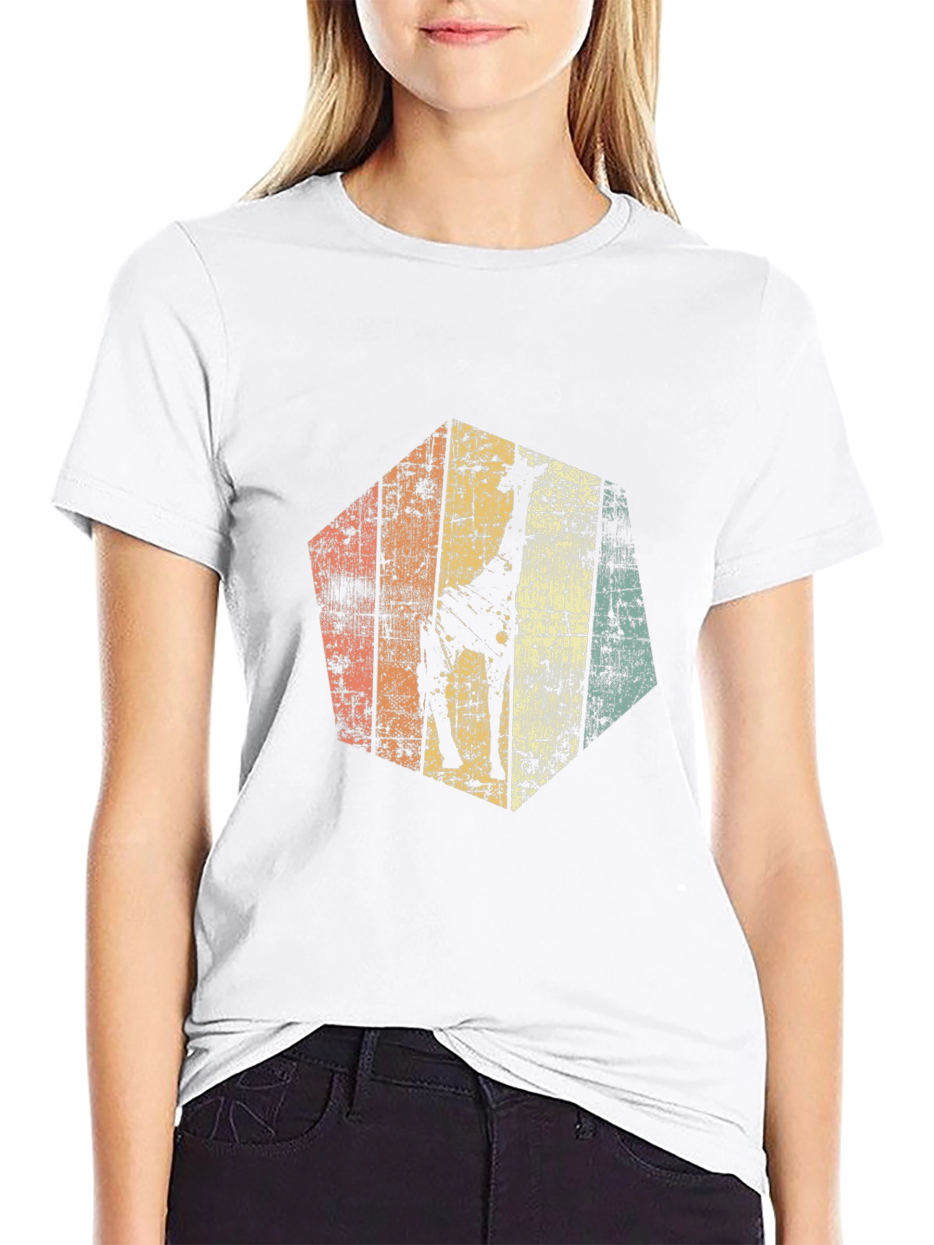 Retro Giraffe Graphic Tee - Mens Black T-Shirt