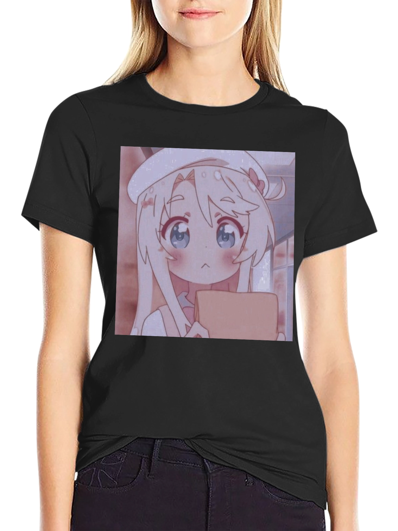 Anime Girl Graphic Black Tee