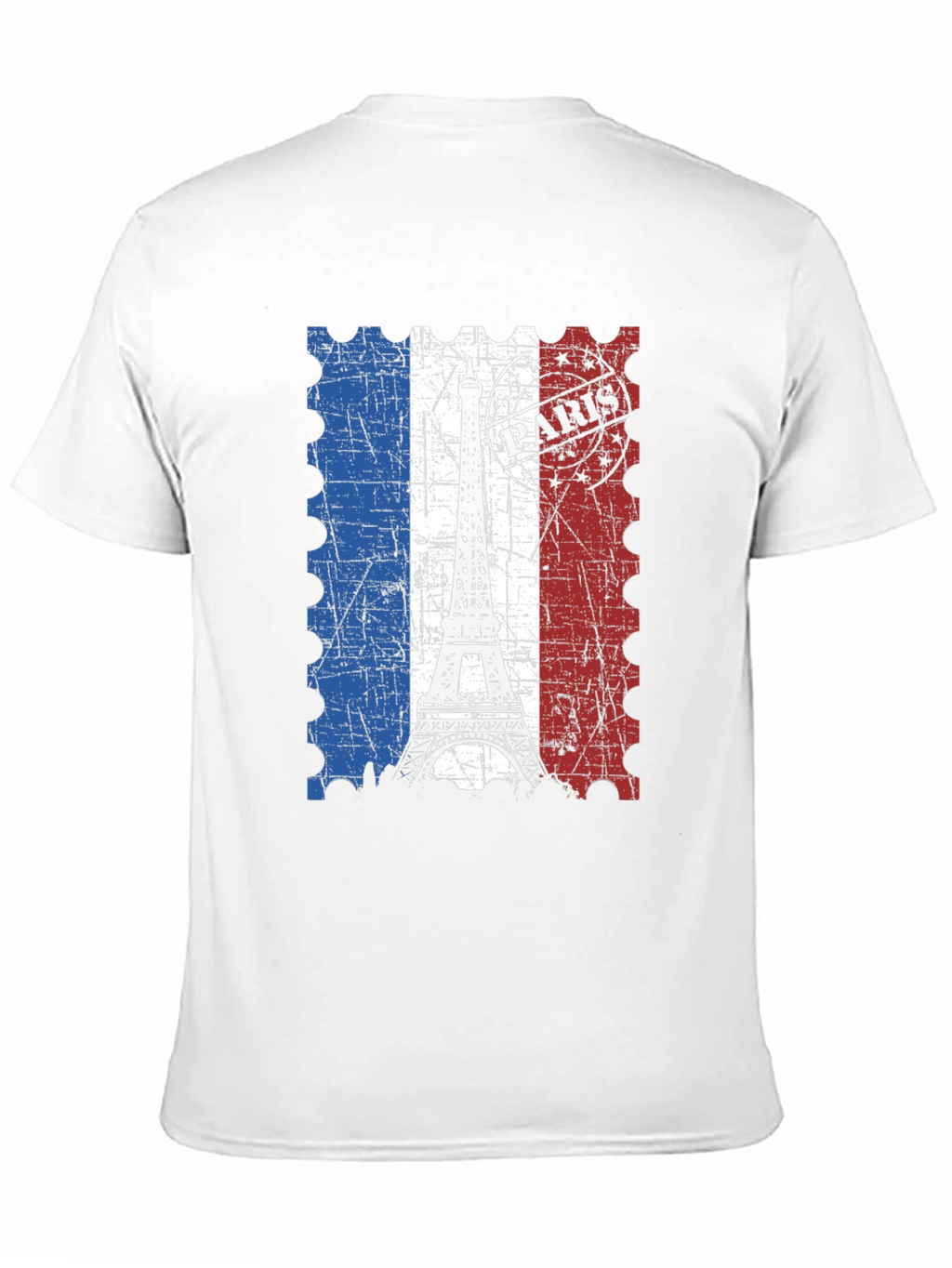 Paris Eiffel Tower Stamp Black T-Shirt