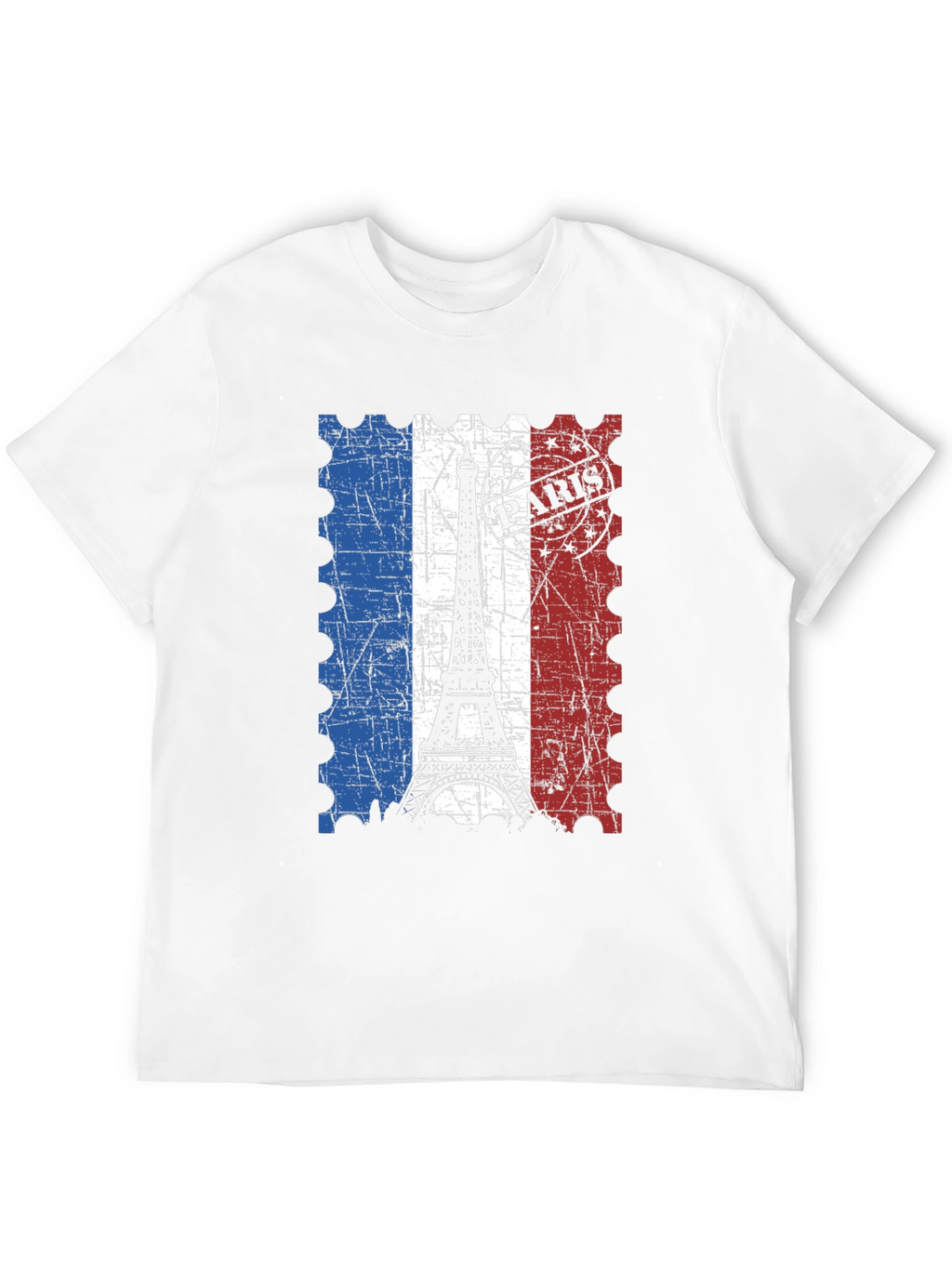 Paris Eiffel Tower Stamp Black T-Shirt