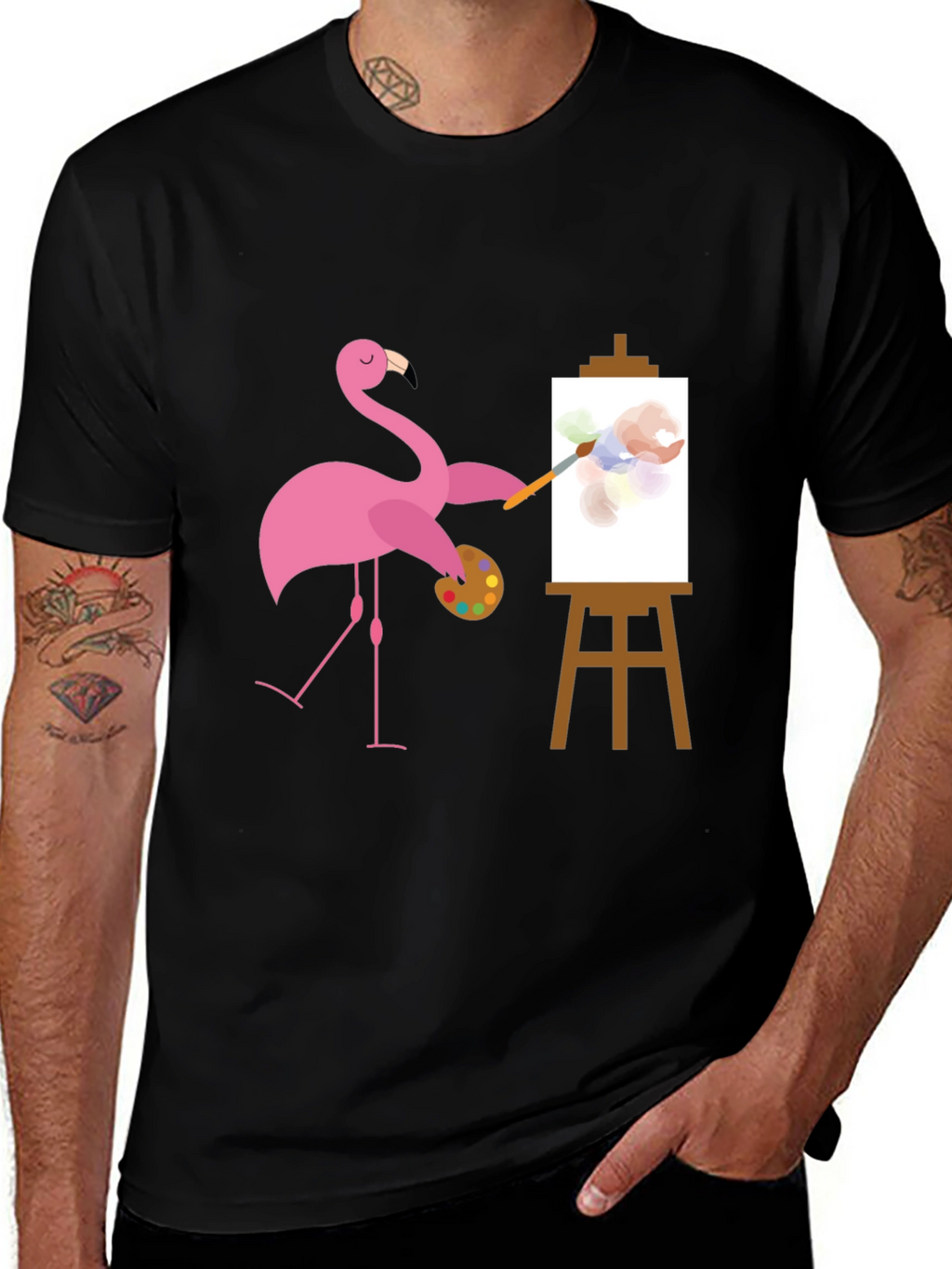 Flamingo Artist Graphic Tee - Black