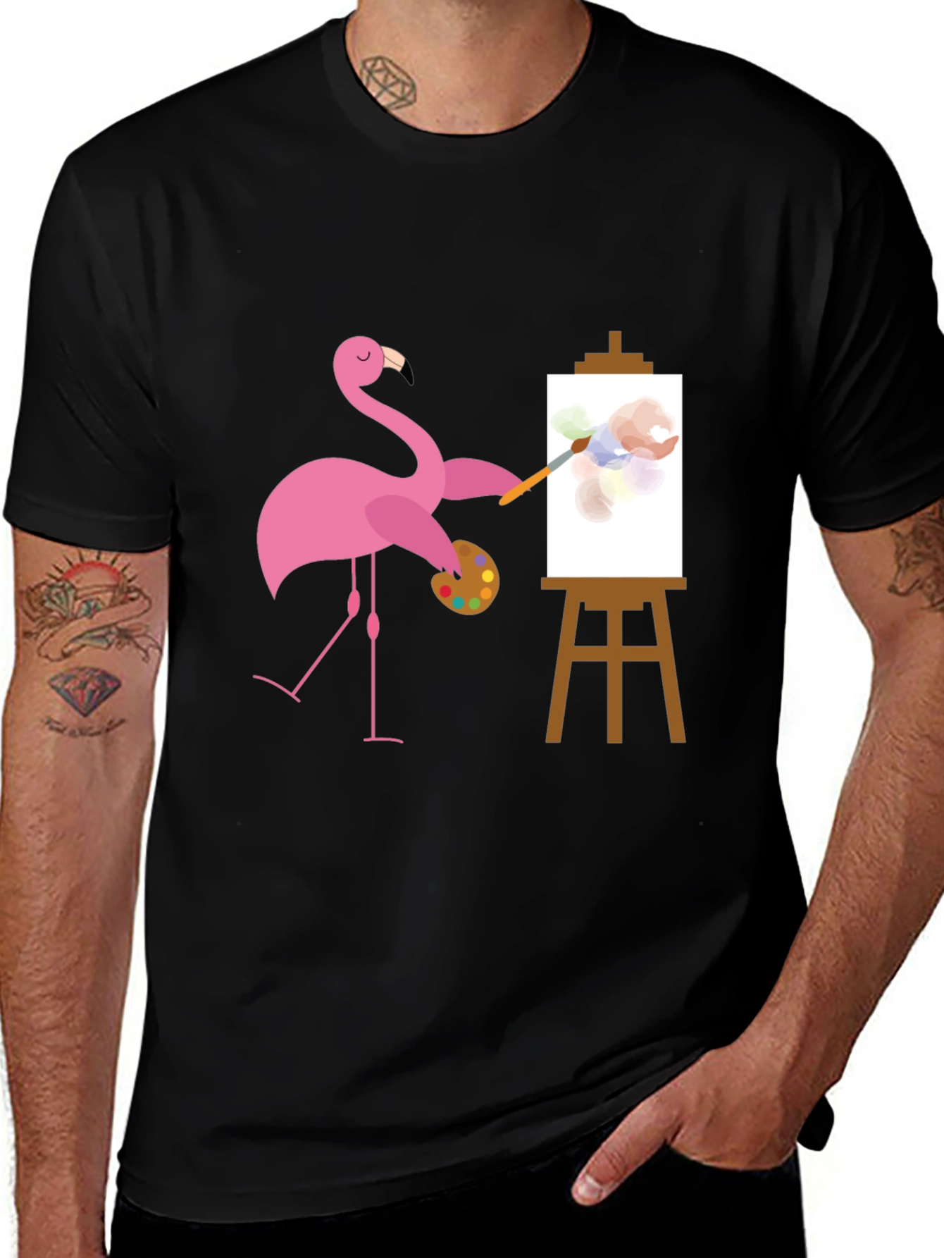 Flamingo Artist Graphic Tee - Black