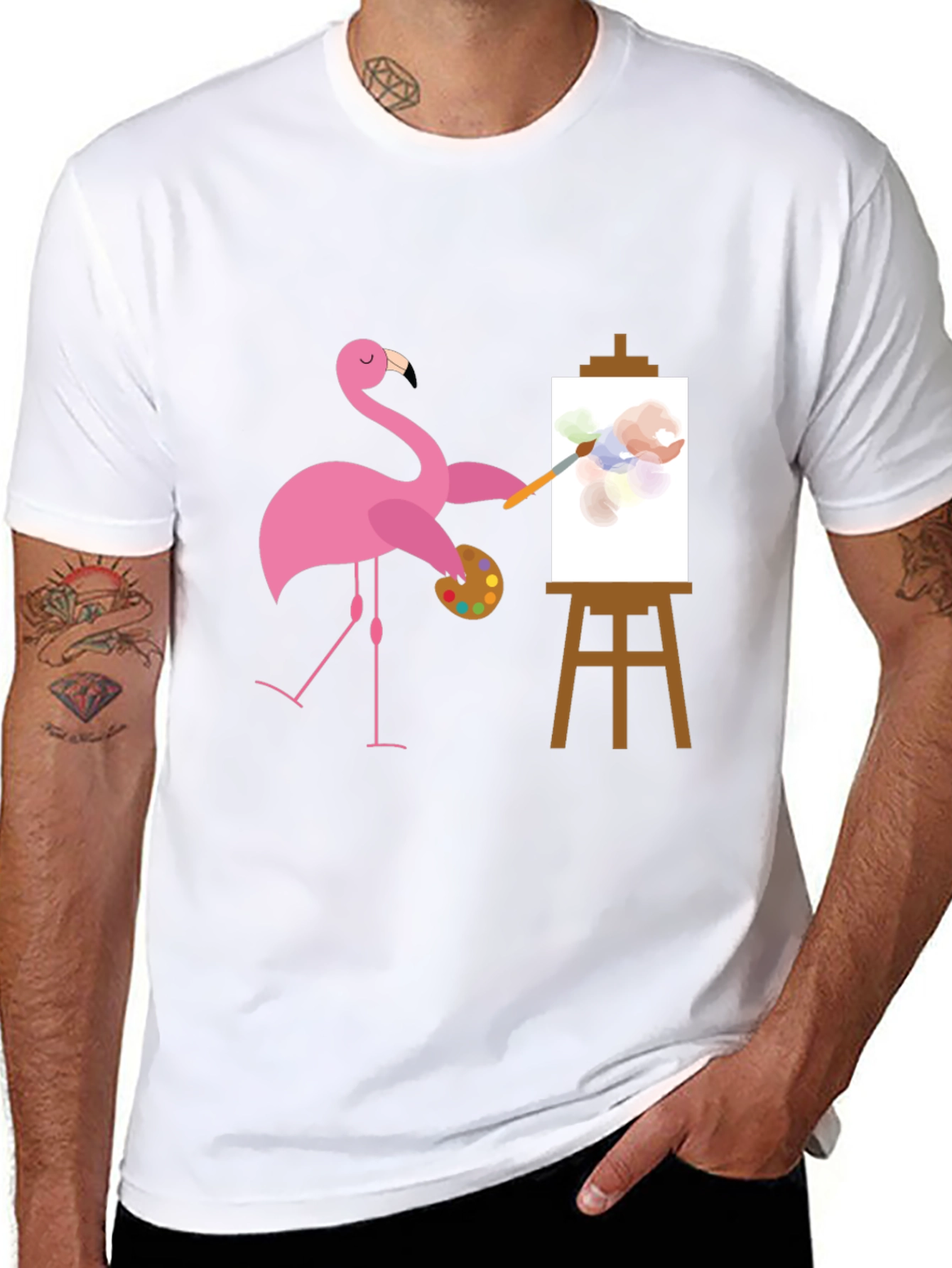 Flamingo Artist Graphic Tee - Black