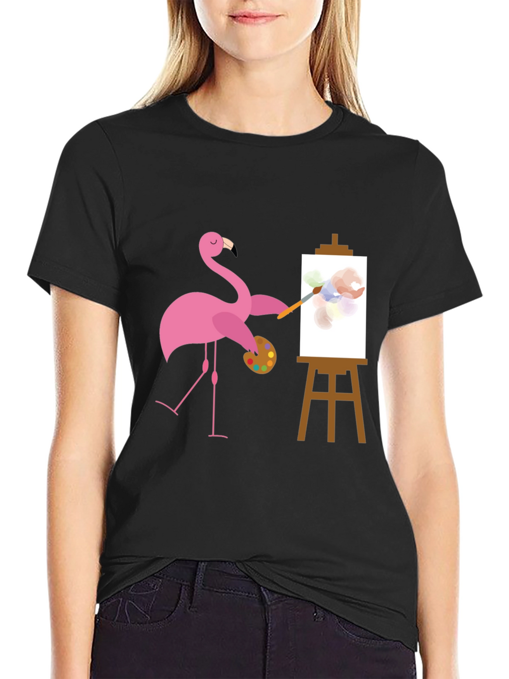 Flamingo Artist Graphic Tee - Black