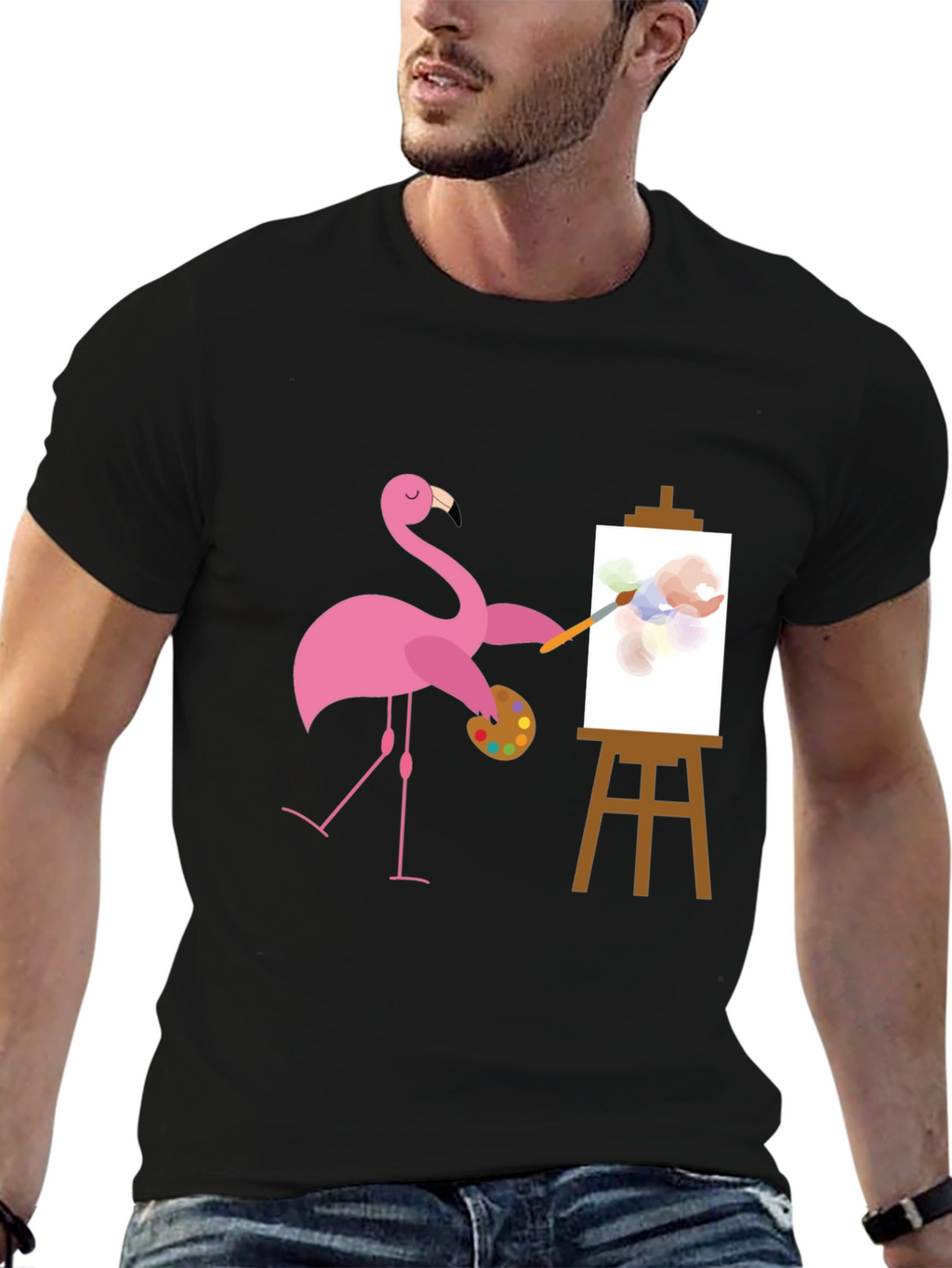 Flamingo Artist Graphic Tee - Black