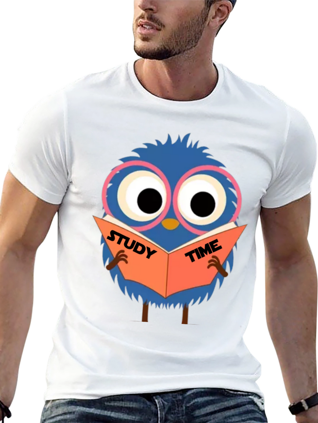 Study Time Bird Graphic Tee - Black Cotton Shirt