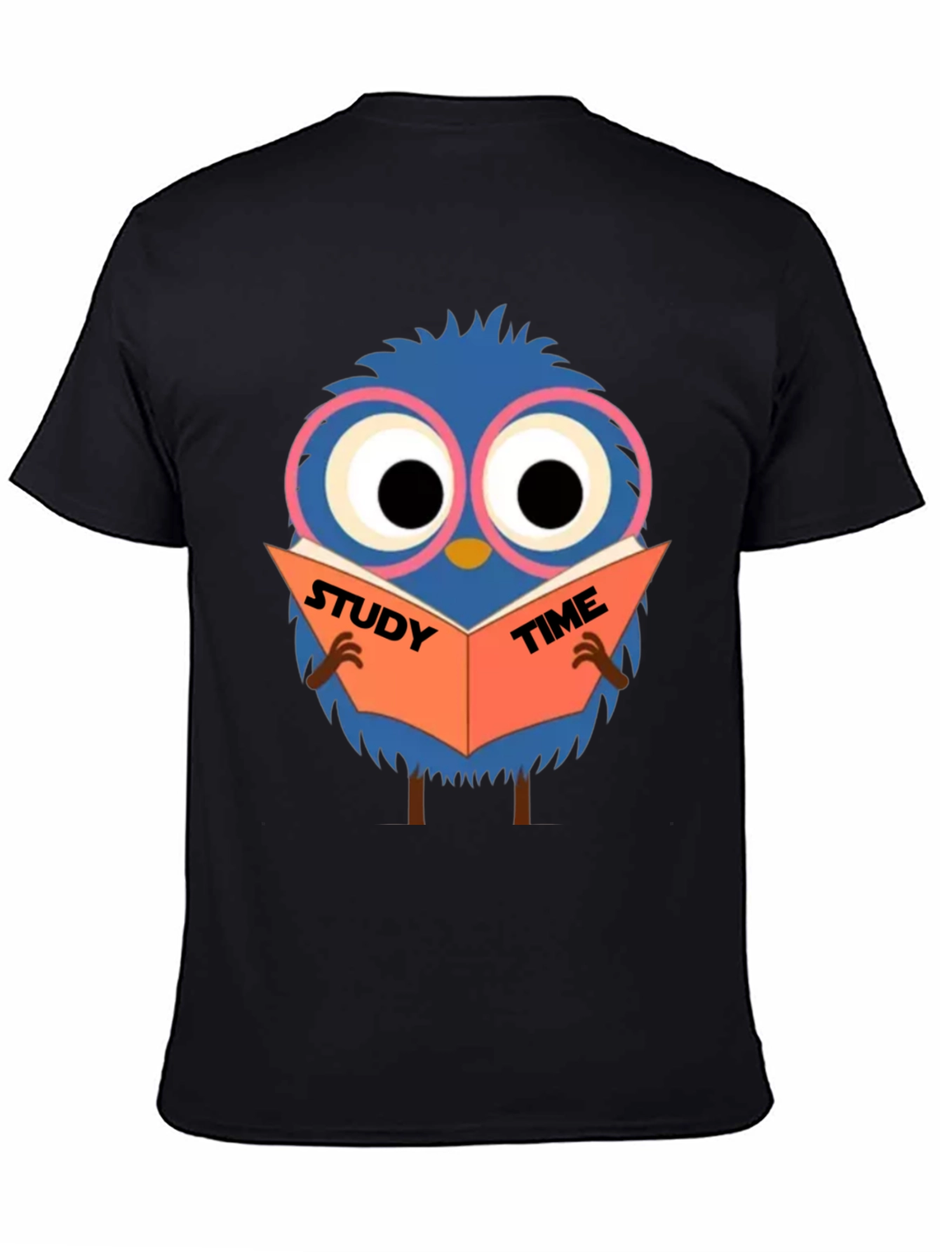 Study Time Bird Graphic Tee - Black Cotton Shirt