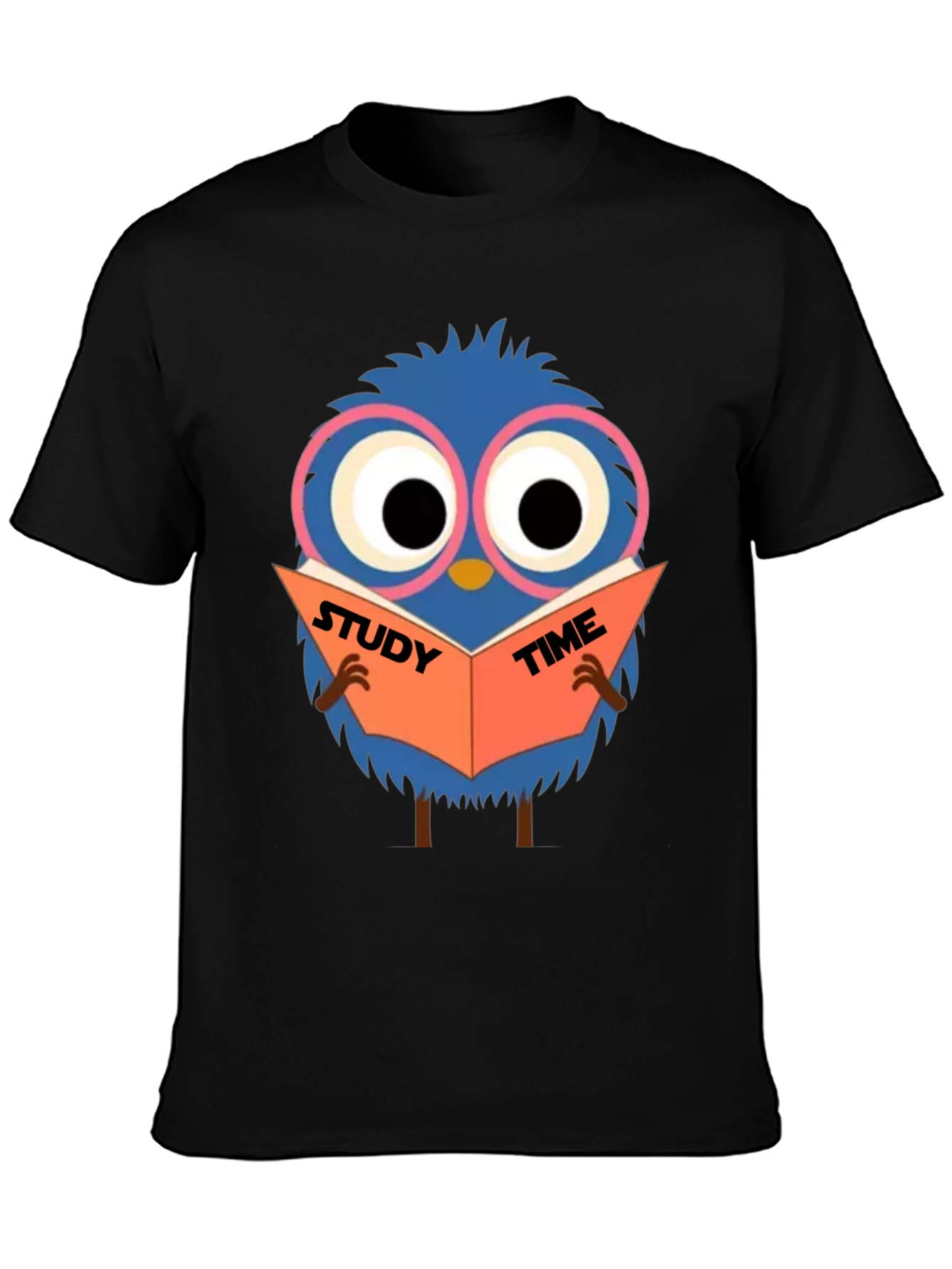 Study Time Bird Graphic Tee - Black Cotton Shirt
