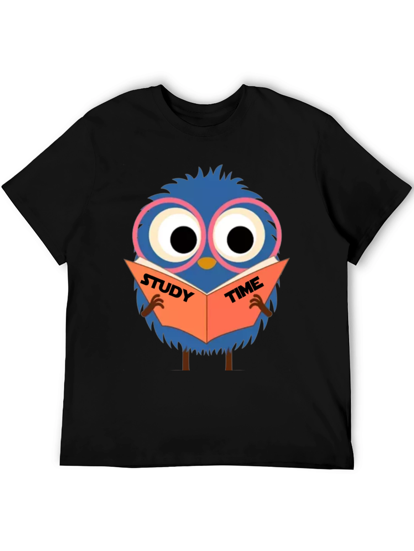 Study Time Bird Graphic Tee - Black Cotton Shirt