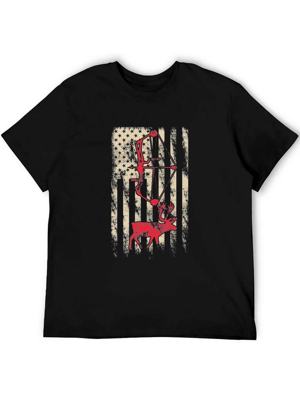 American Flag Bow Hunting Deer T-Shirt
