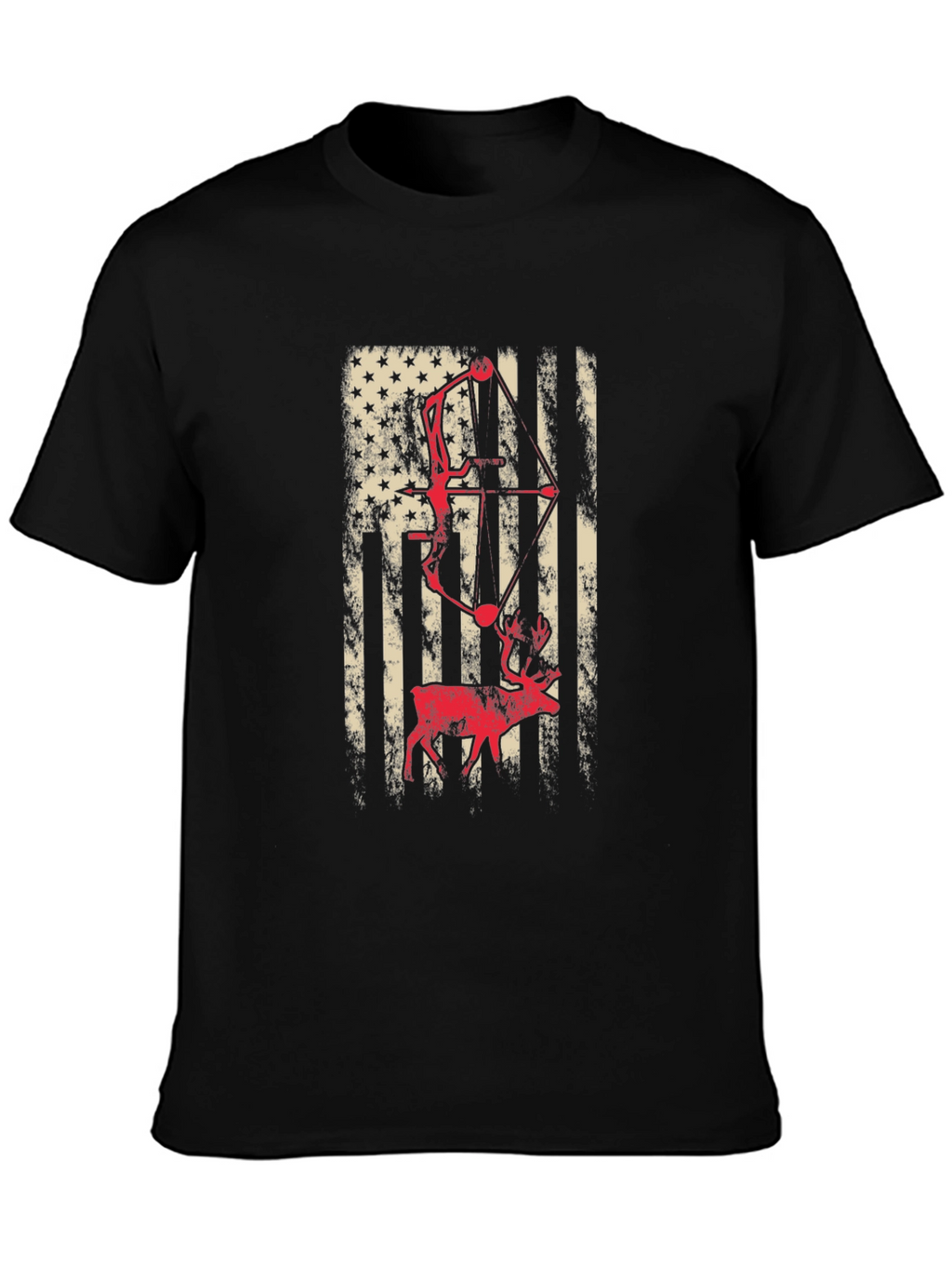 American Flag Bow Hunting Deer T-Shirt
