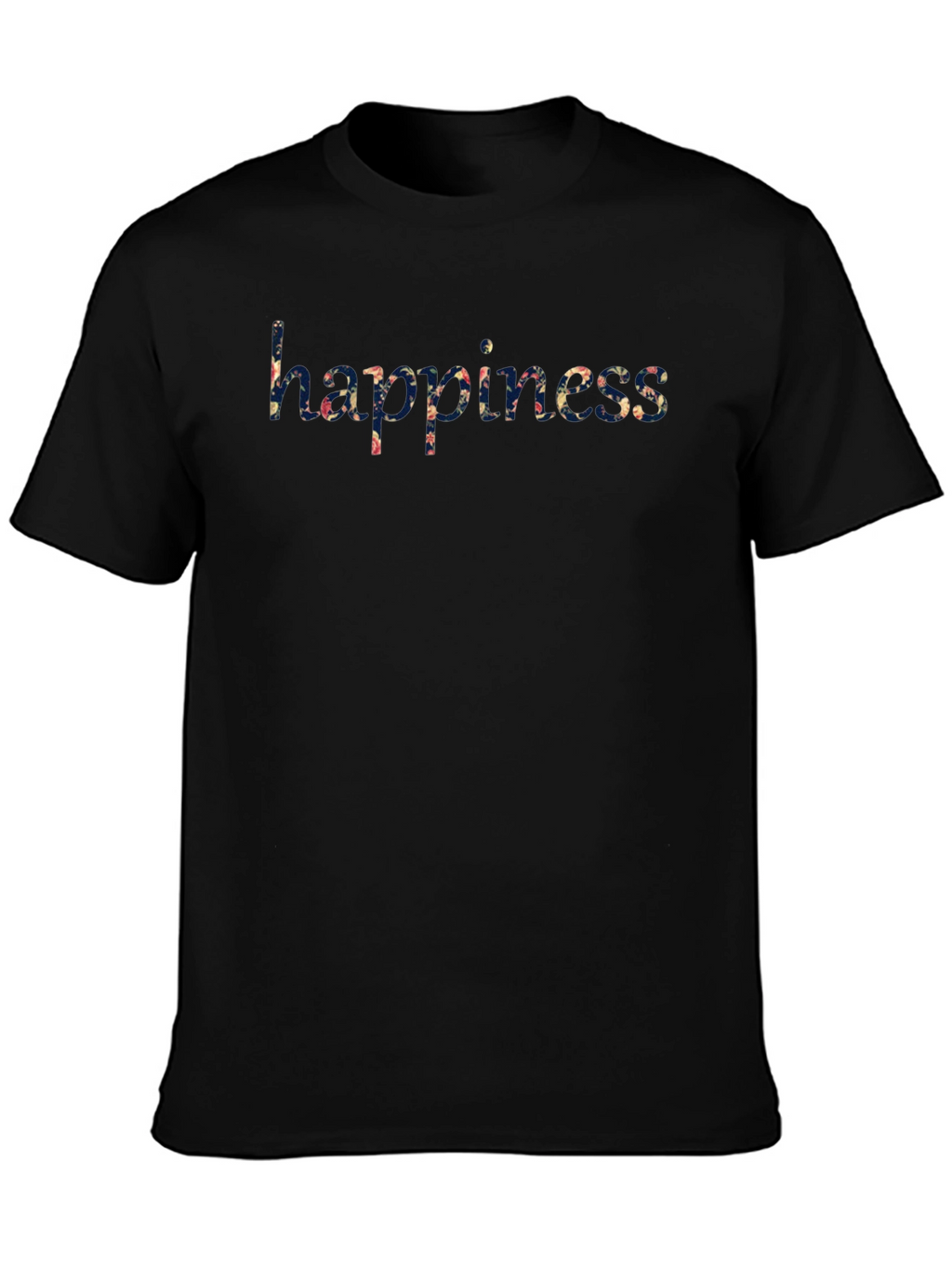 Floral Happiness Print Black T-Shirt