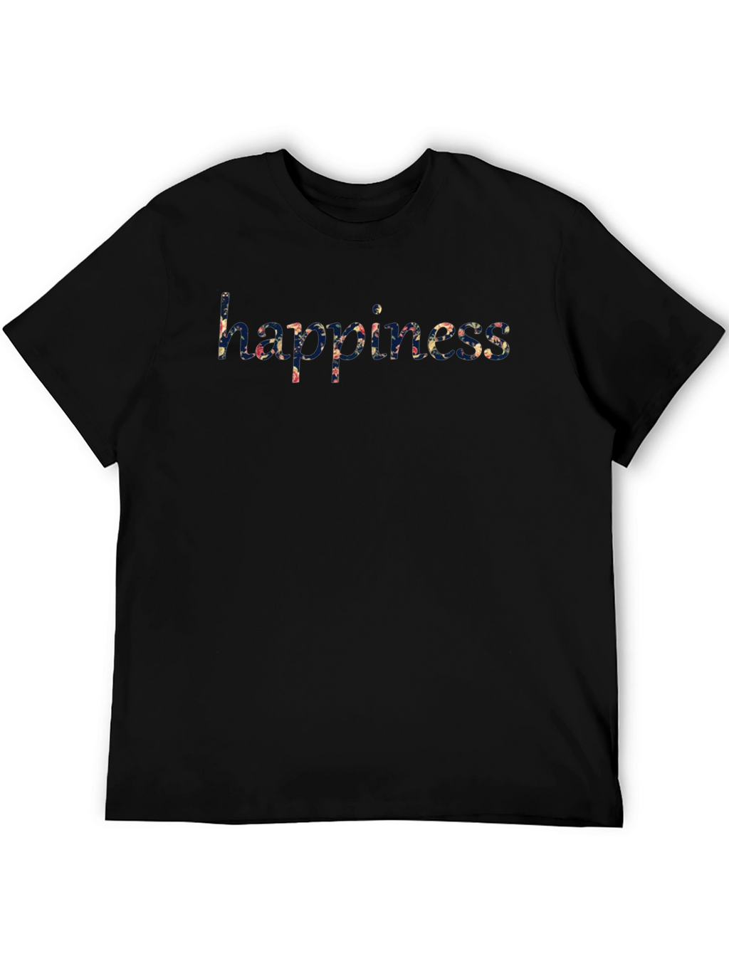 Floral Happiness Print Black T-Shirt