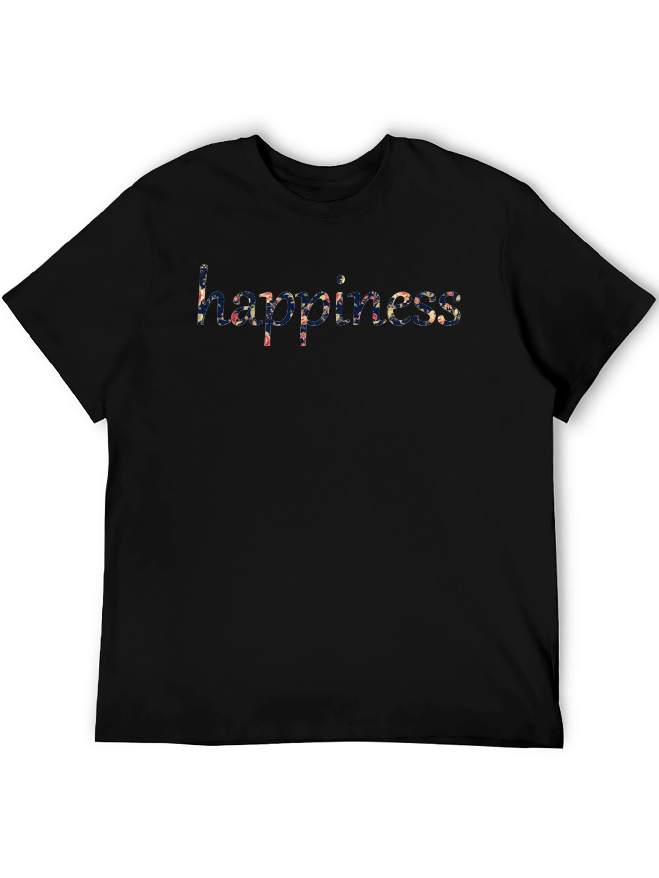 Floral Happiness Print Black T-Shirt