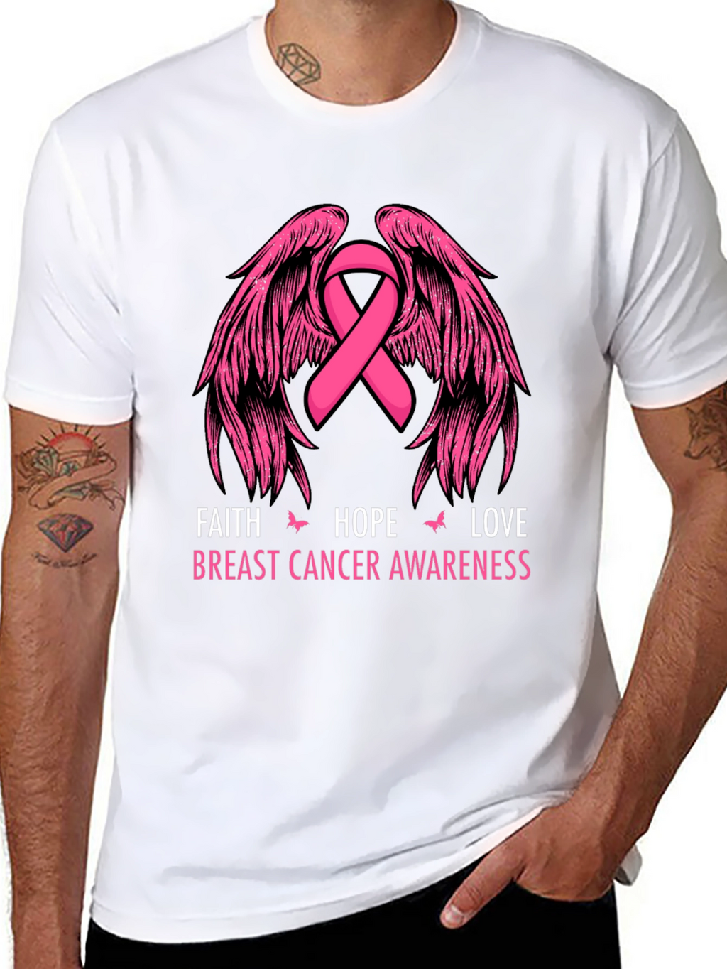 Faith Hope Love Breast Cancer Awareness T-Shirt