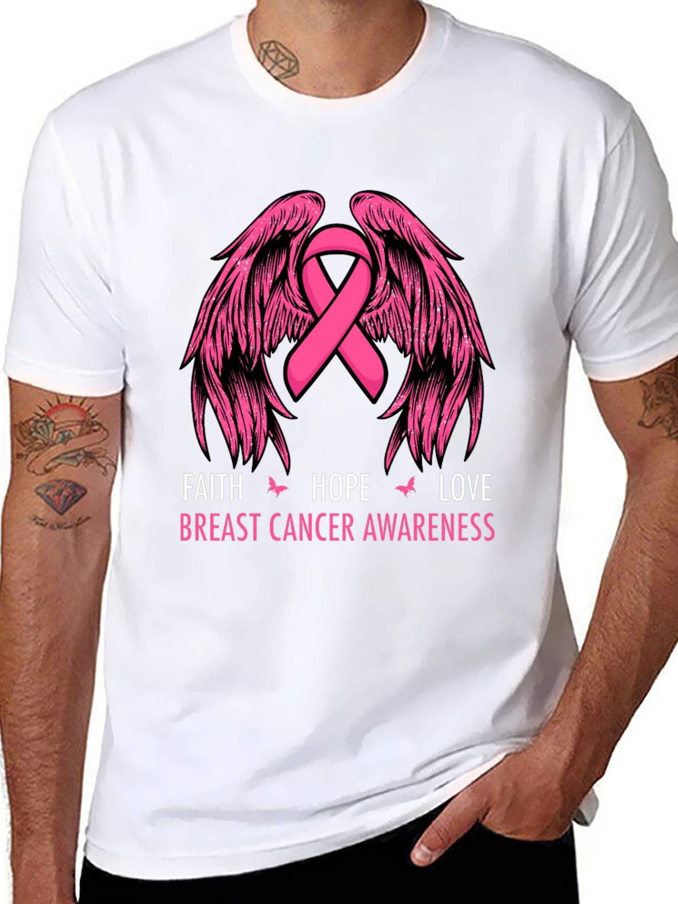 Faith Hope Love Breast Cancer Awareness T-Shirt