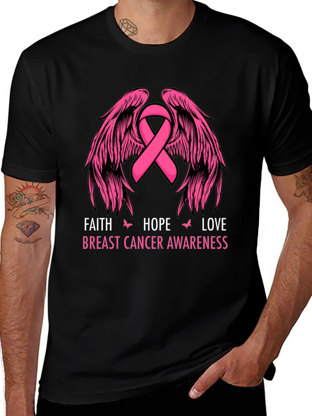 Faith Hope Love Breast Cancer Awareness T-Shirt