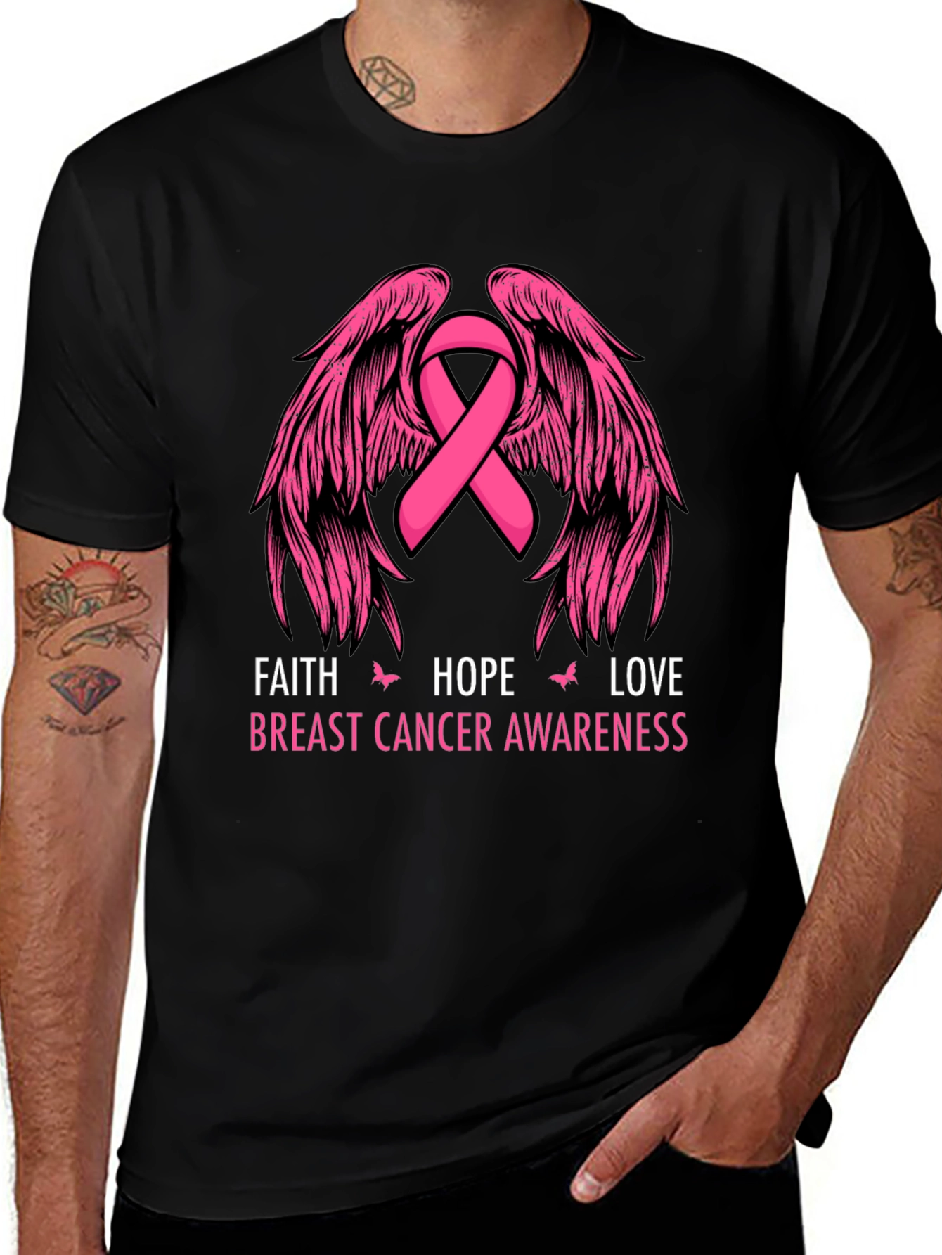 Faith Hope Love Breast Cancer Awareness T-Shirt