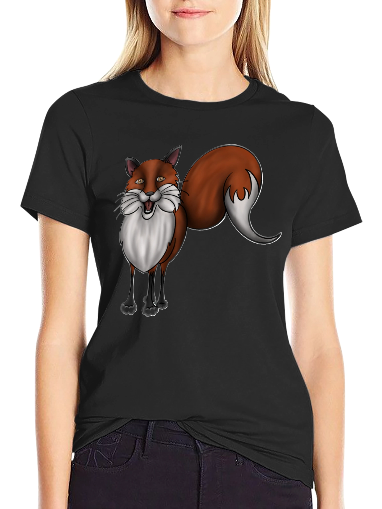 Fox Graphic T-Shirt - Black Cotton Tee