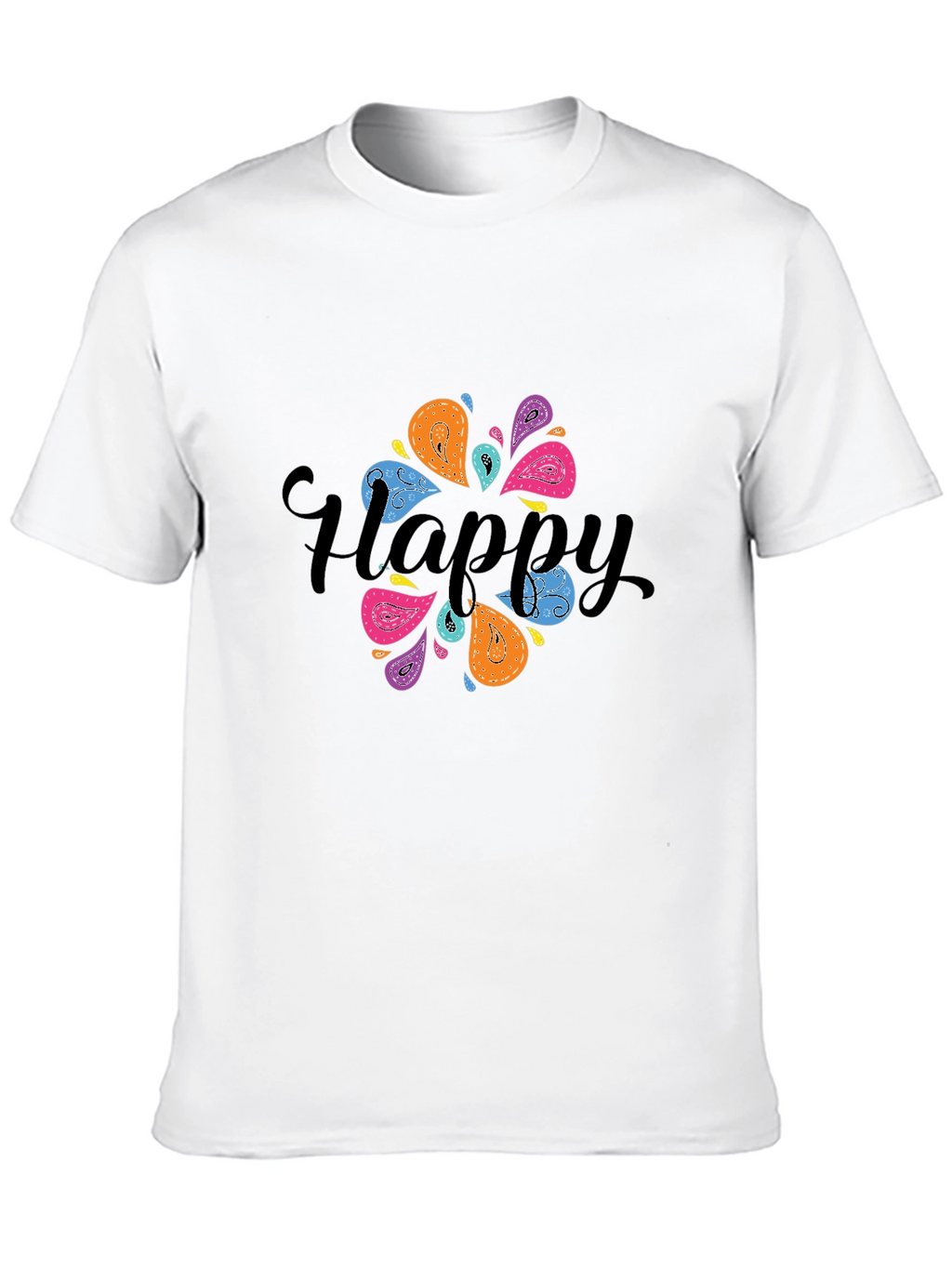 Happy Paisley Graphic Black T-Shirt