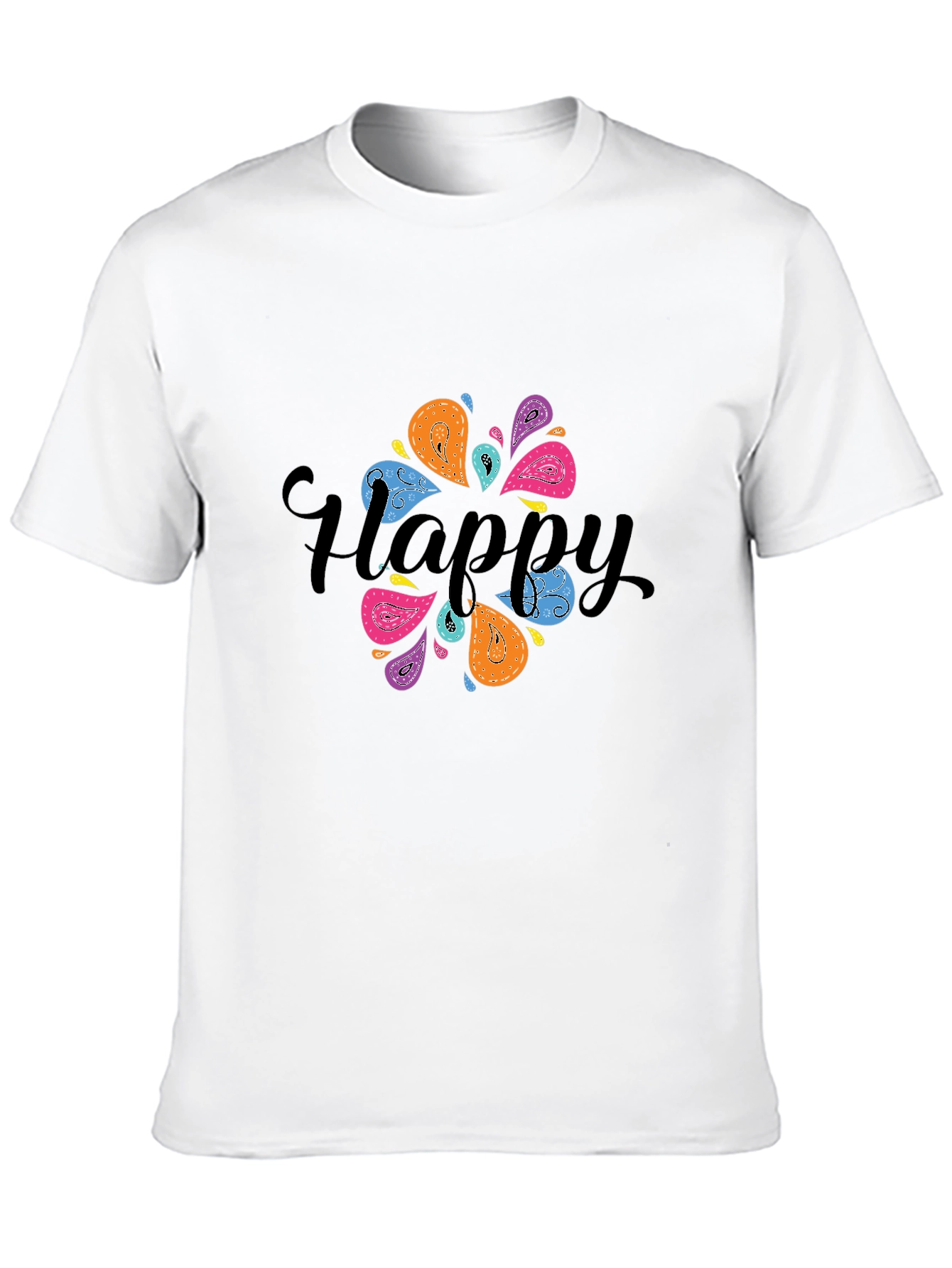 Happy Paisley Graphic Black T-Shirt