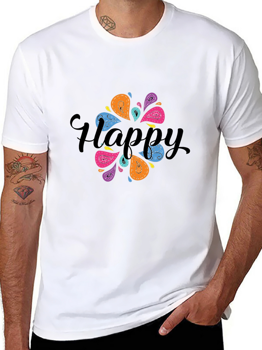Happy Paisley Graphic Black T-Shirt