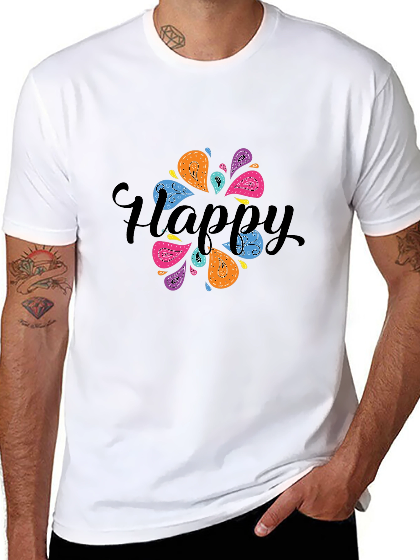 Happy Paisley Graphic Black T-Shirt
