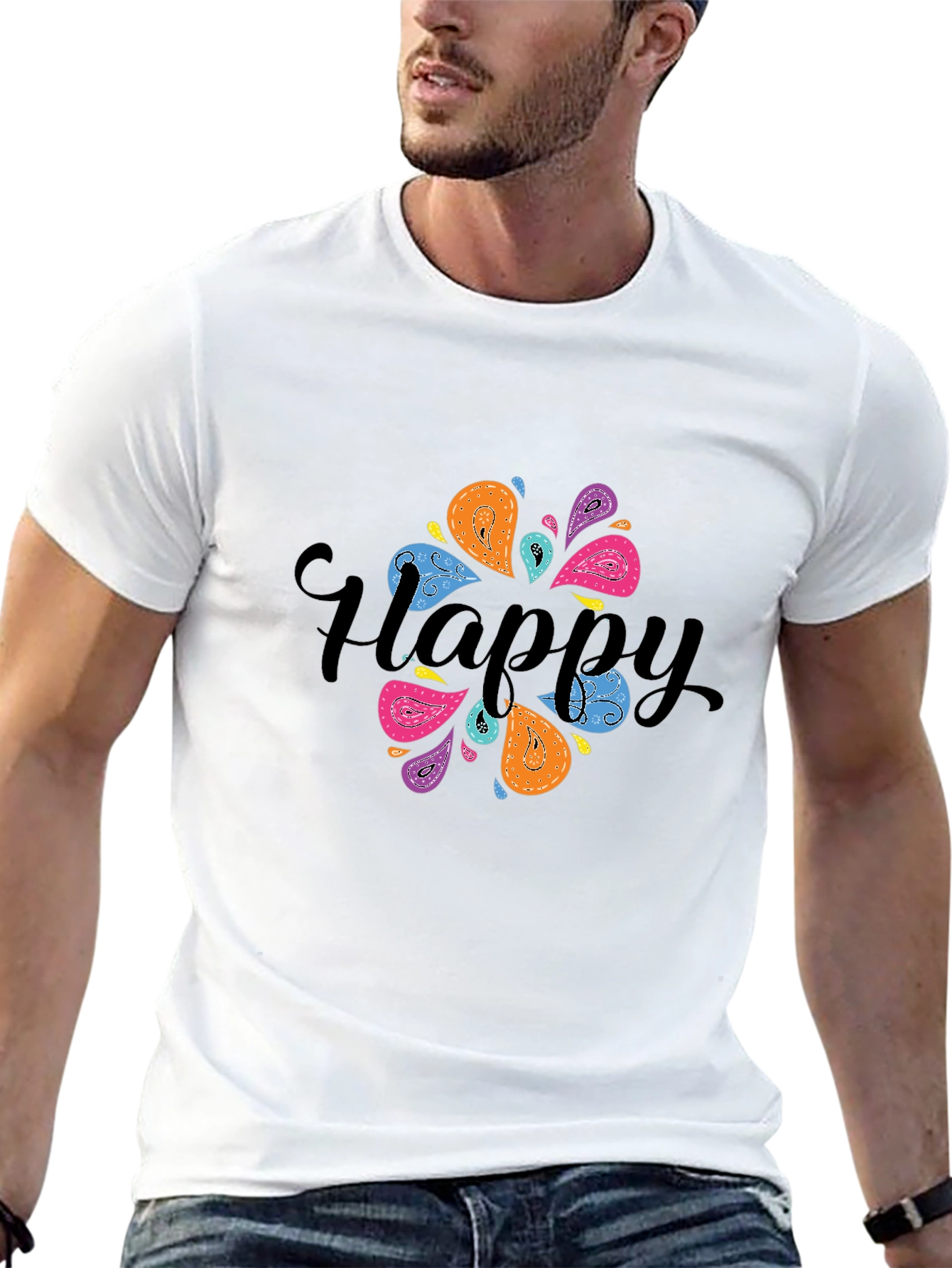 Happy Paisley Graphic Black T-Shirt