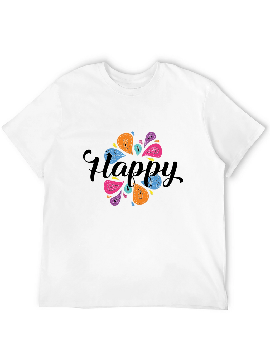 Happy Paisley Graphic Black T-Shirt