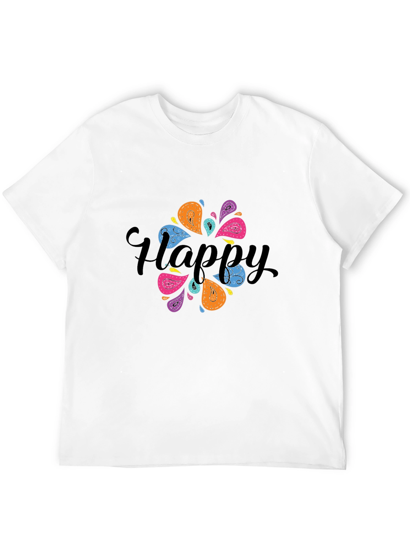 Happy Paisley Graphic Black T-Shirt