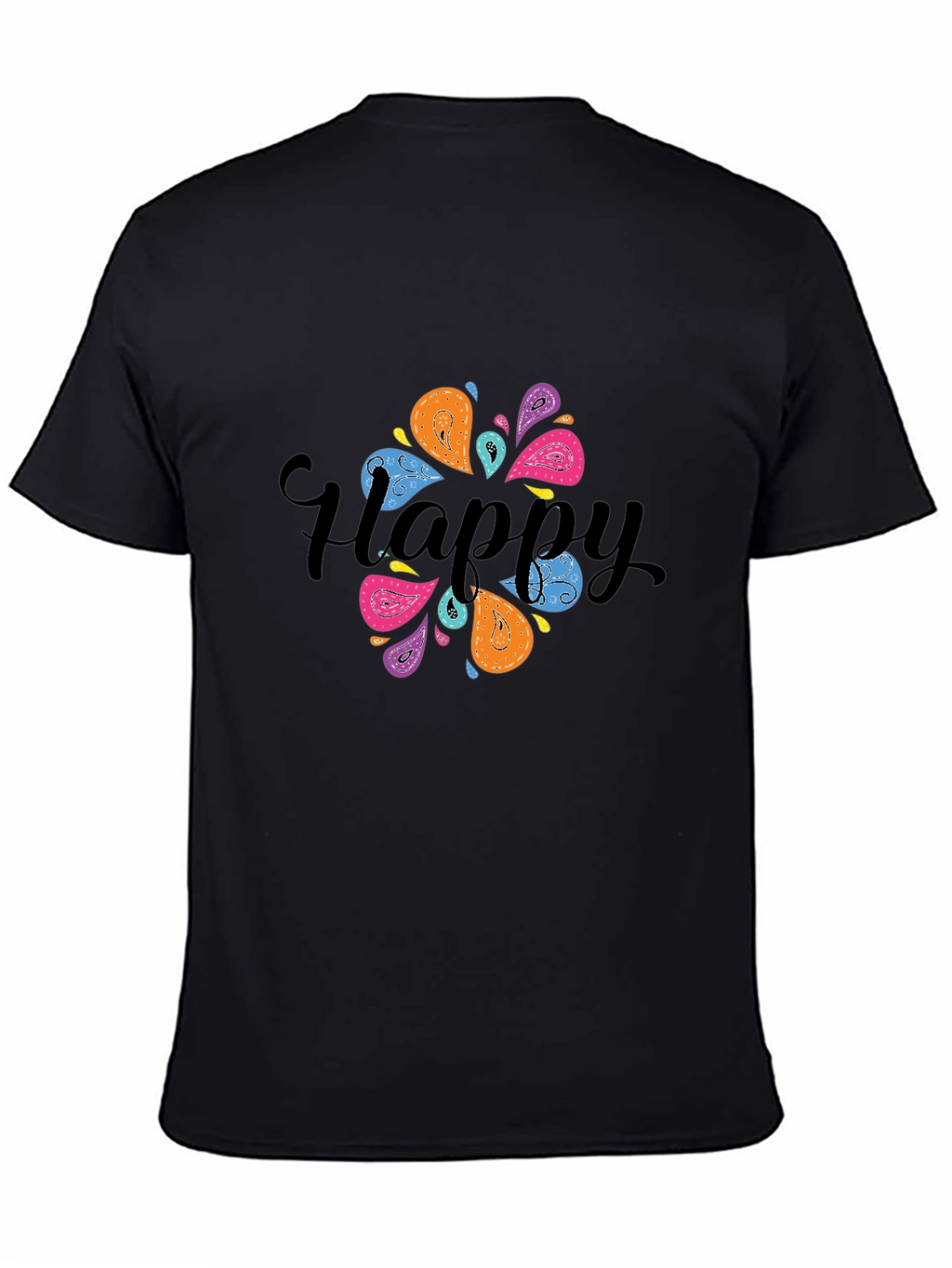 Happy Paisley Graphic Black T-Shirt