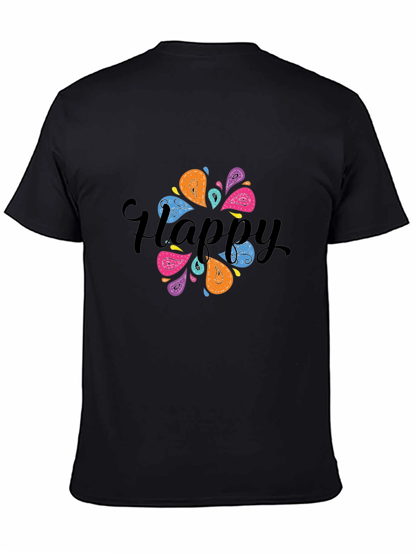 Happy Paisley Graphic Black T-Shirt