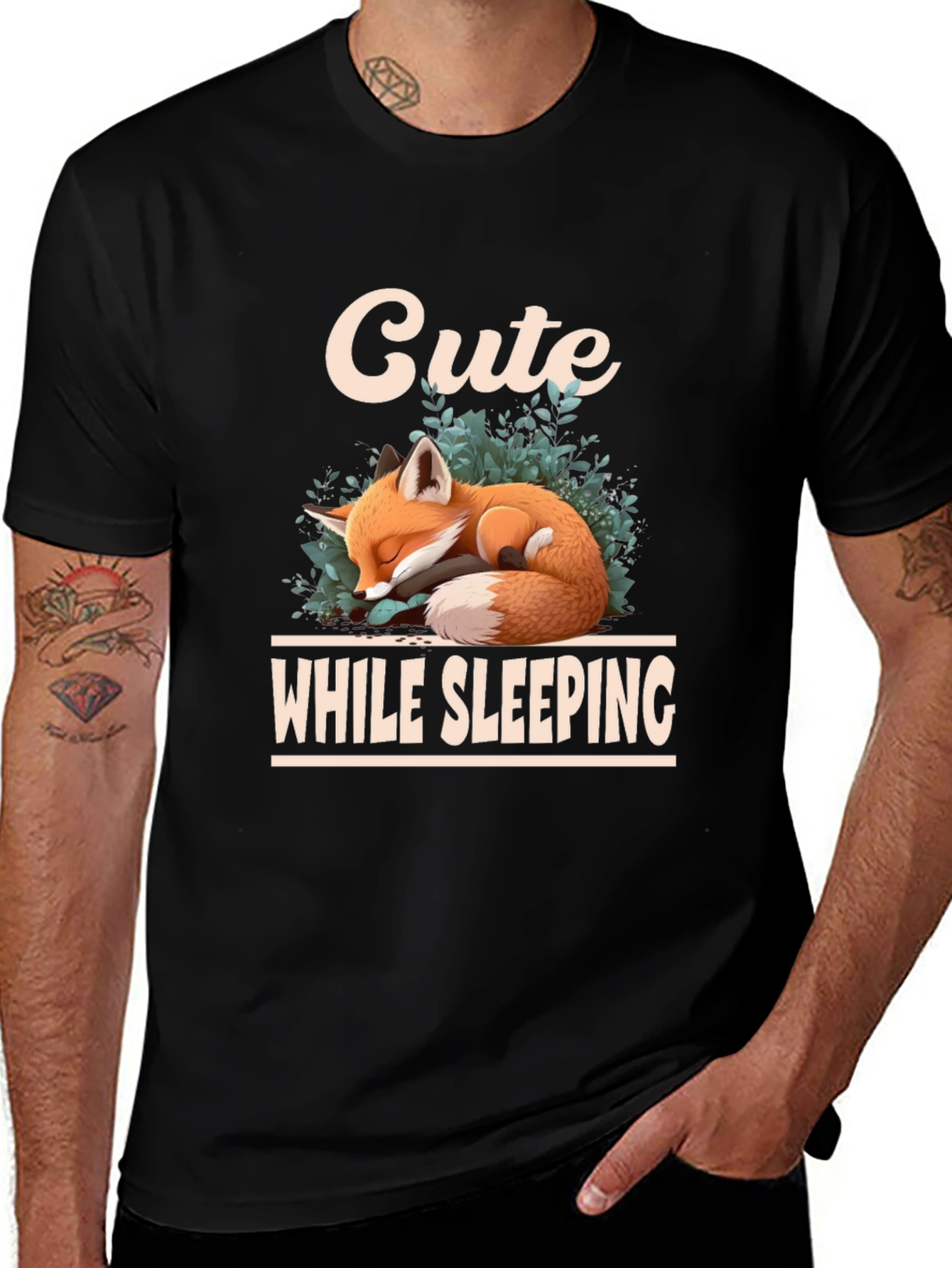 Cute Sleeping Fox Graphic T-Shirt