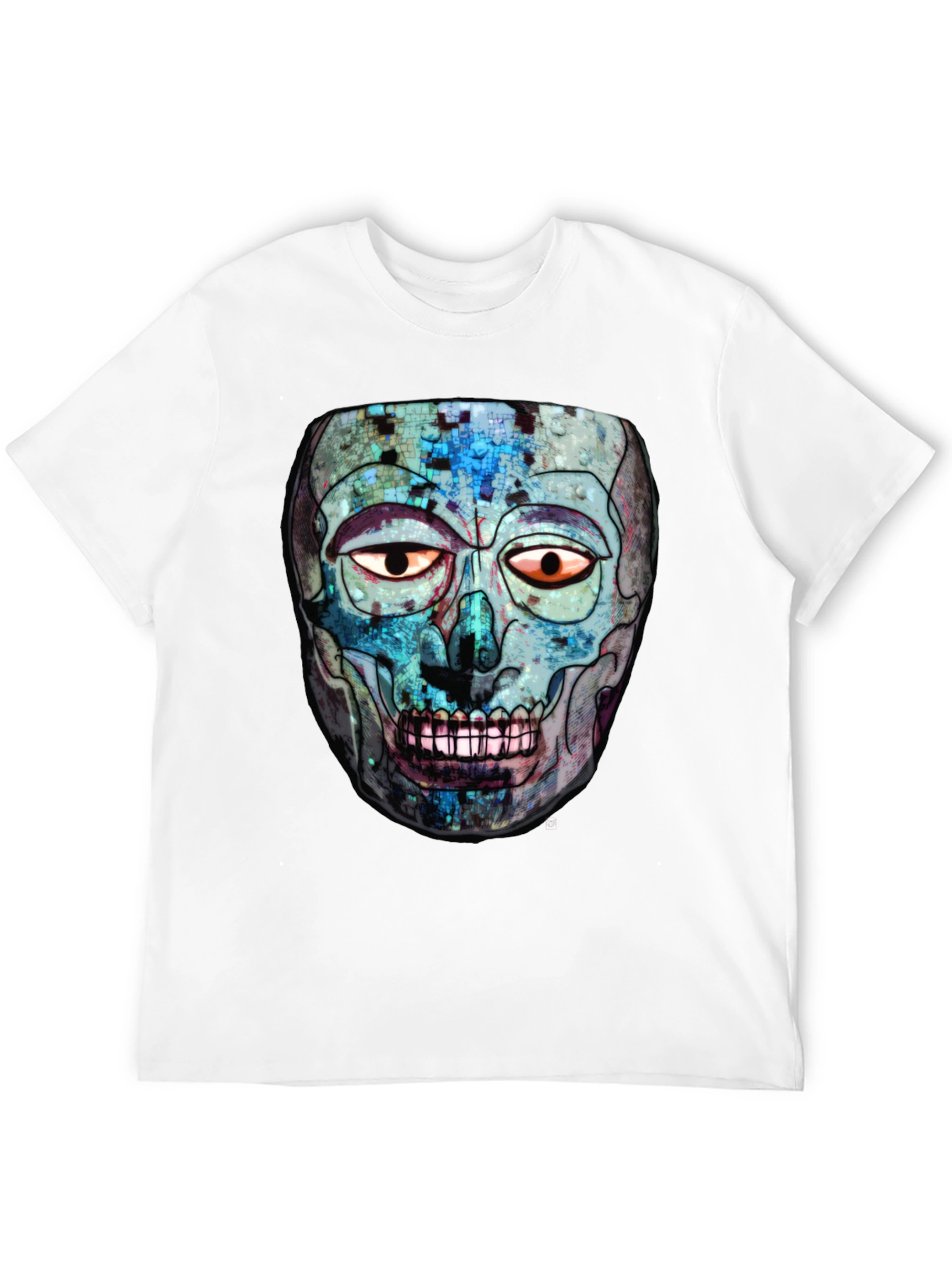 Abstract Skull Graphic Print Crew Neck T-Shirt