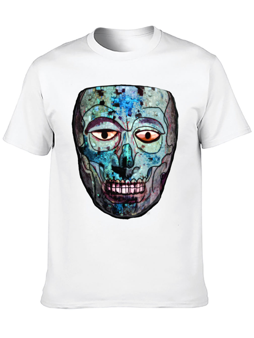 Abstract Skull Graphic Print Crew Neck T-Shirt