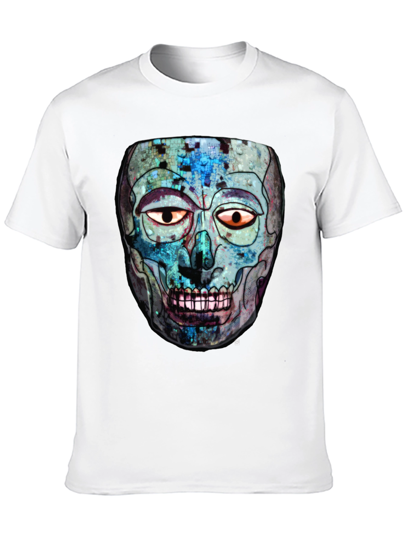 Abstract Skull Graphic Print Crew Neck T-Shirt