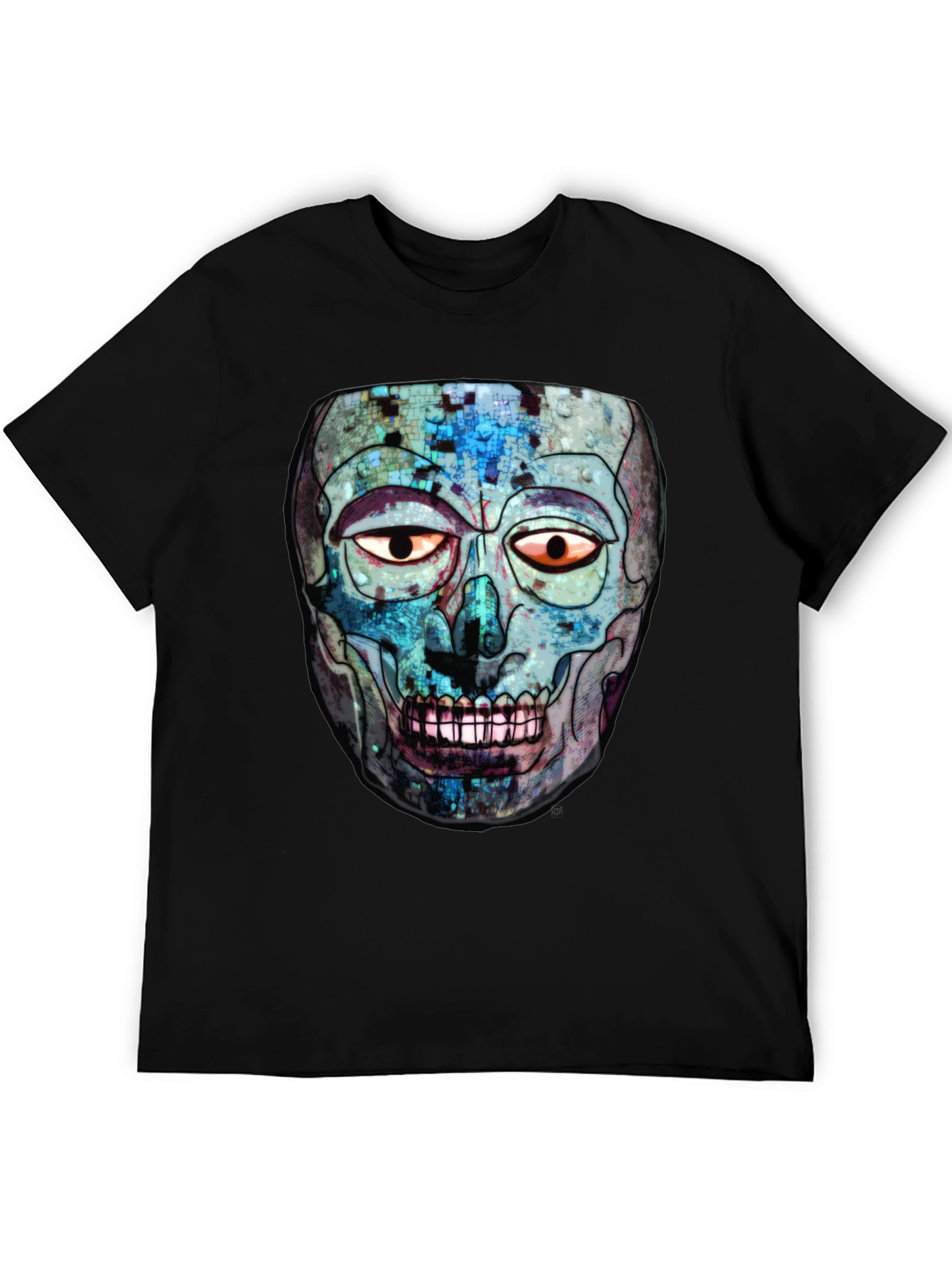 Abstract Skull Graphic Print Crew Neck T-Shirt