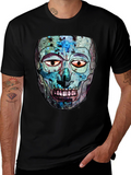 Abstract Skull Graphic Print Crew Neck T-Shirt
