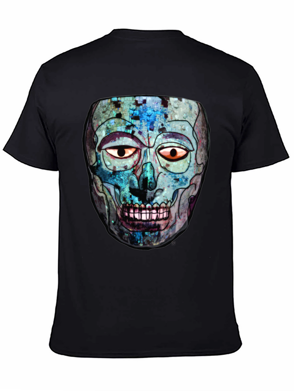 Abstract Skull Graphic Print Crew Neck T-Shirt