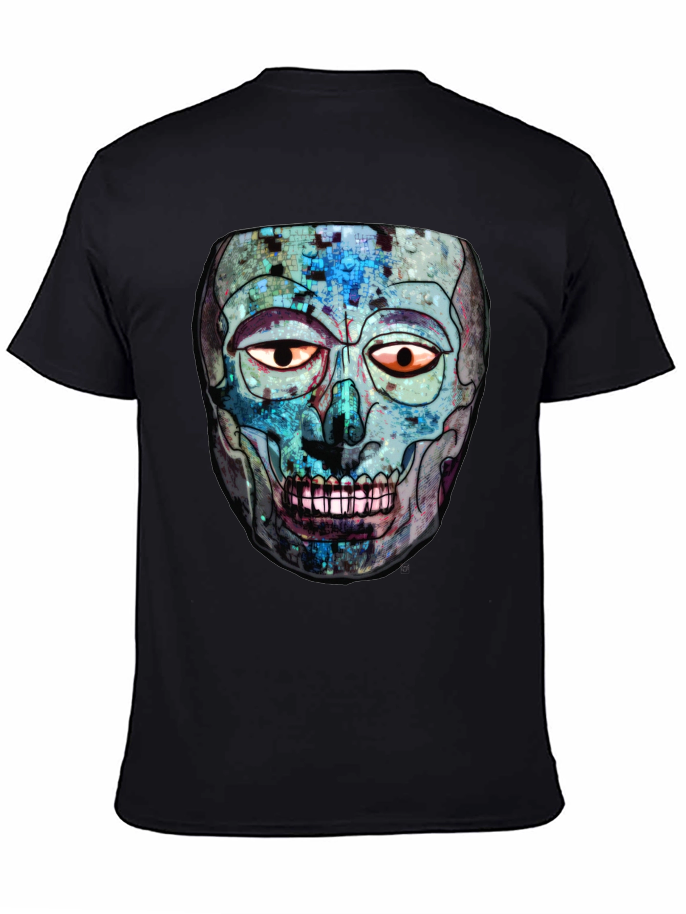 Abstract Skull Graphic Print Crew Neck T-Shirt