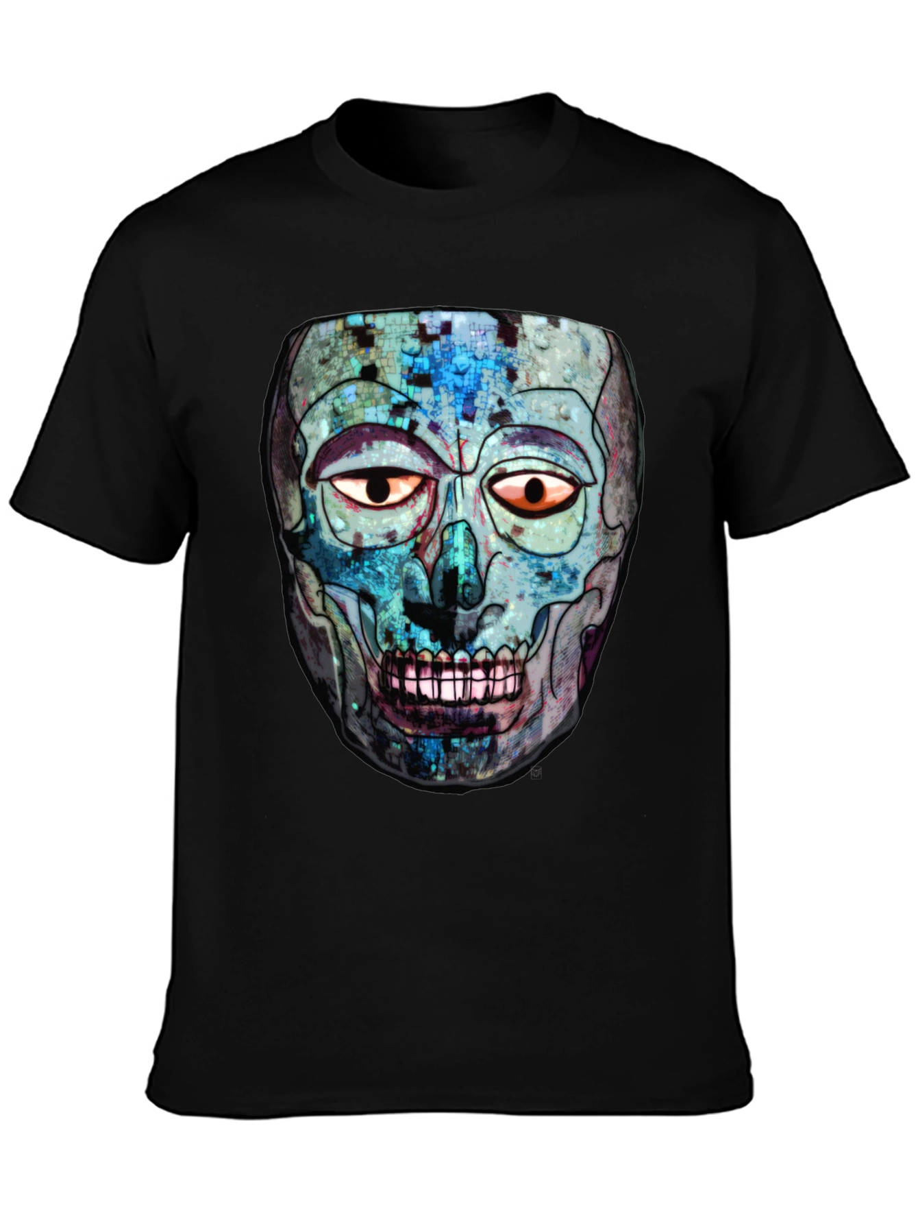 Abstract Skull Graphic Print Crew Neck T-Shirt
