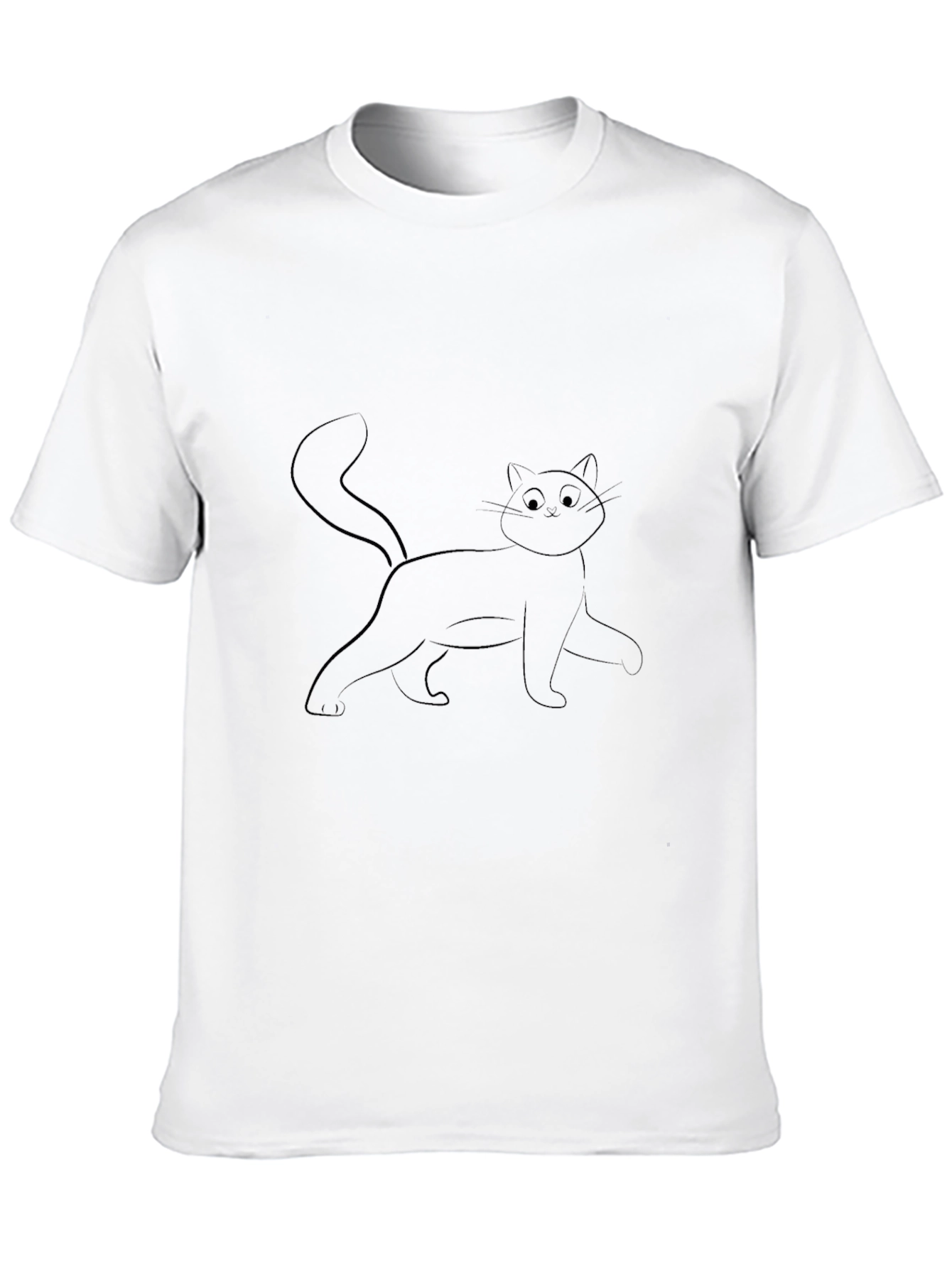 Black Cat Outline Graphic T-Shirt
