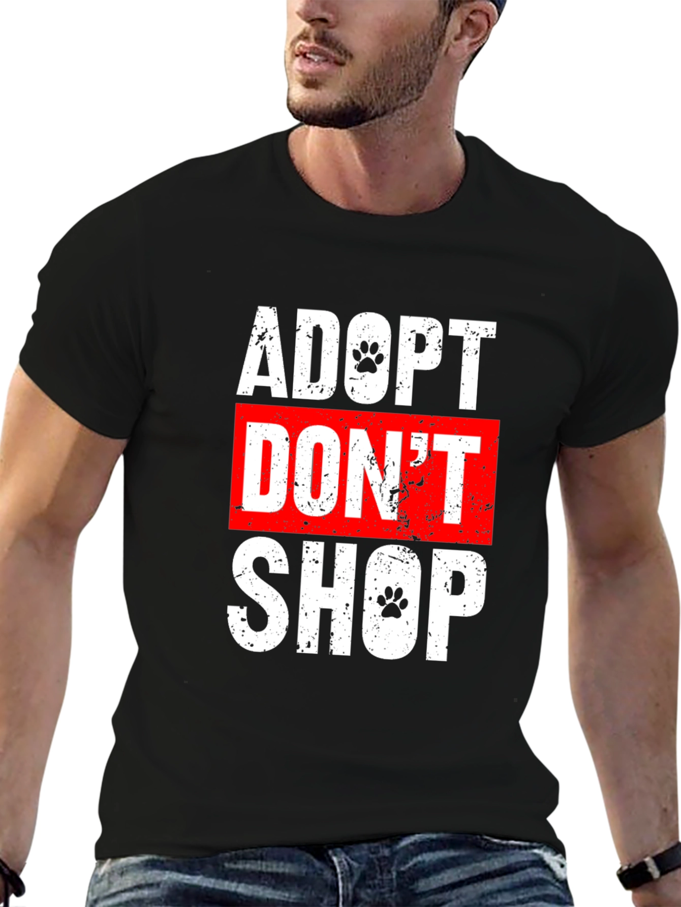 Adopt Dont Shop Graphic Tee - Rescue Dog Advocacy Shirt