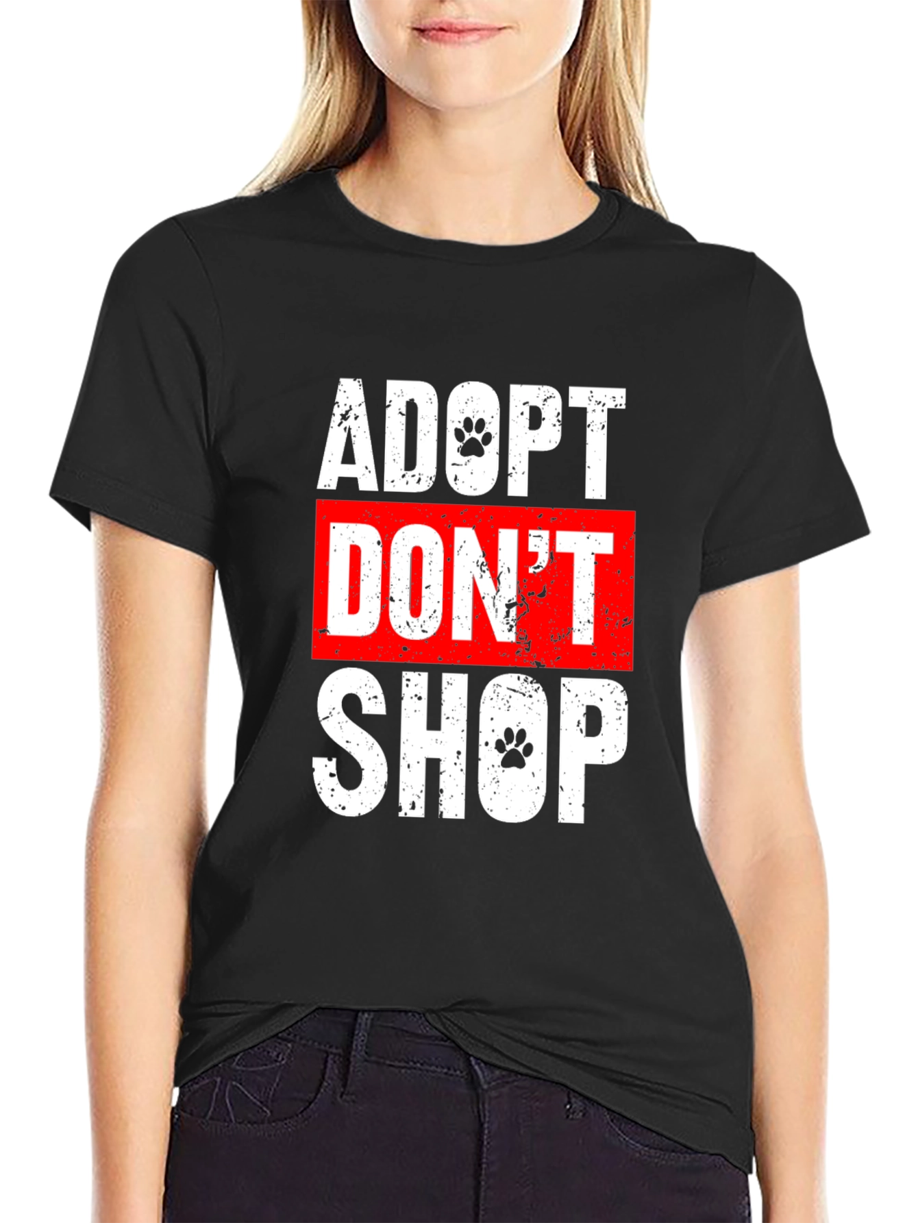 Adopt Dont Shop Graphic Tee - Rescue Dog Advocacy Shirt