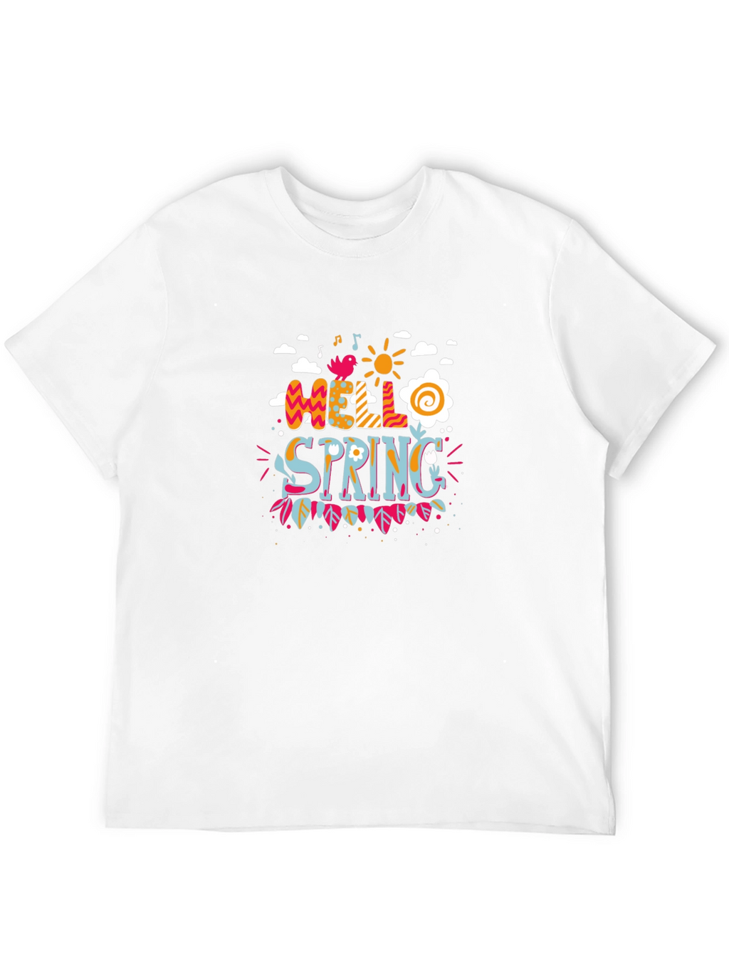 Hello Spring Graphic Print Black T-Shirt