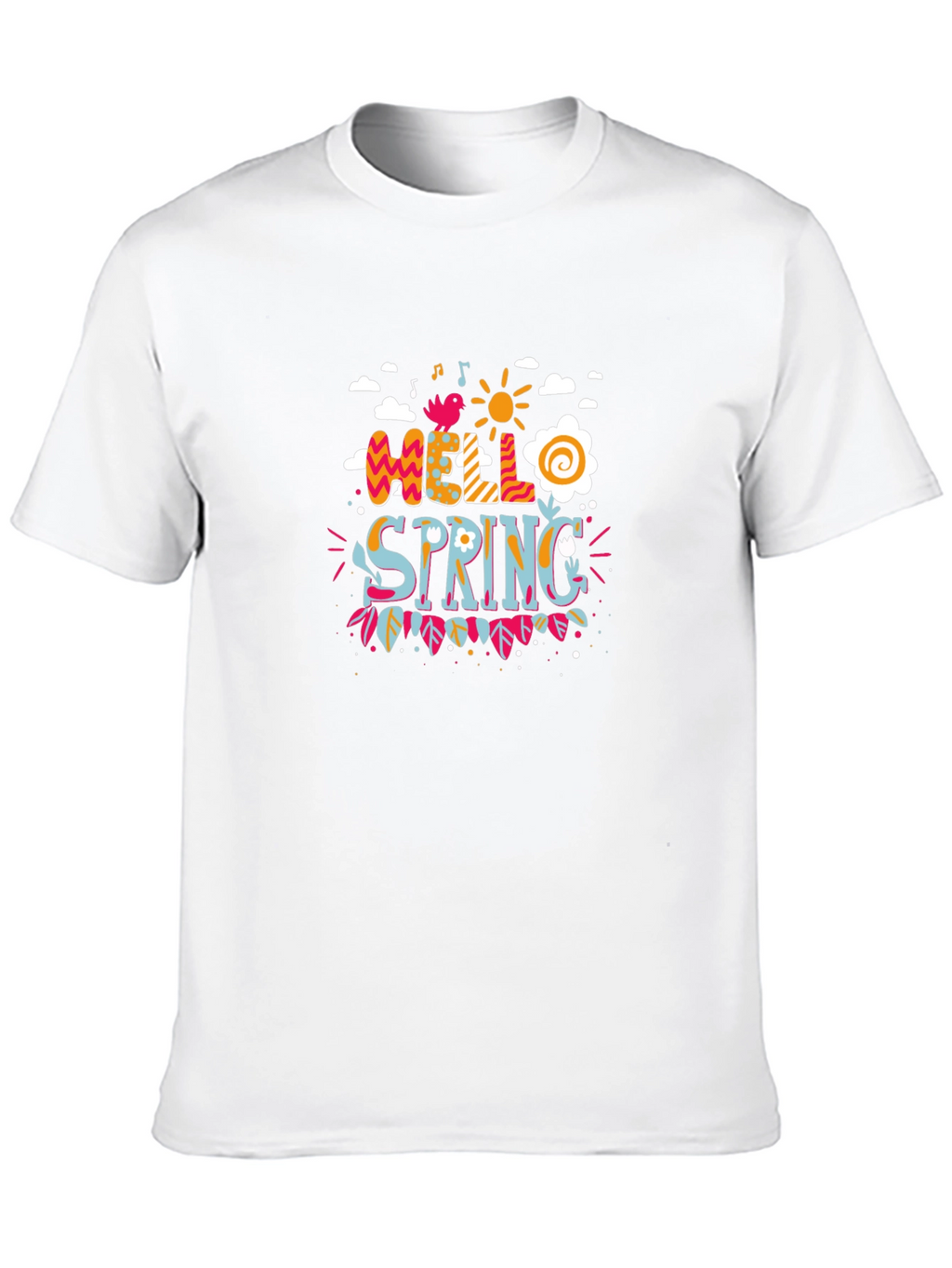 Hello Spring Graphic Print Black T-Shirt