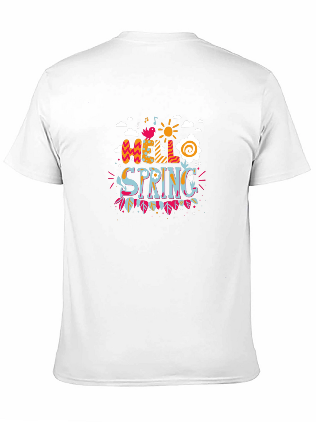 Hello Spring Graphic Print Black T-Shirt