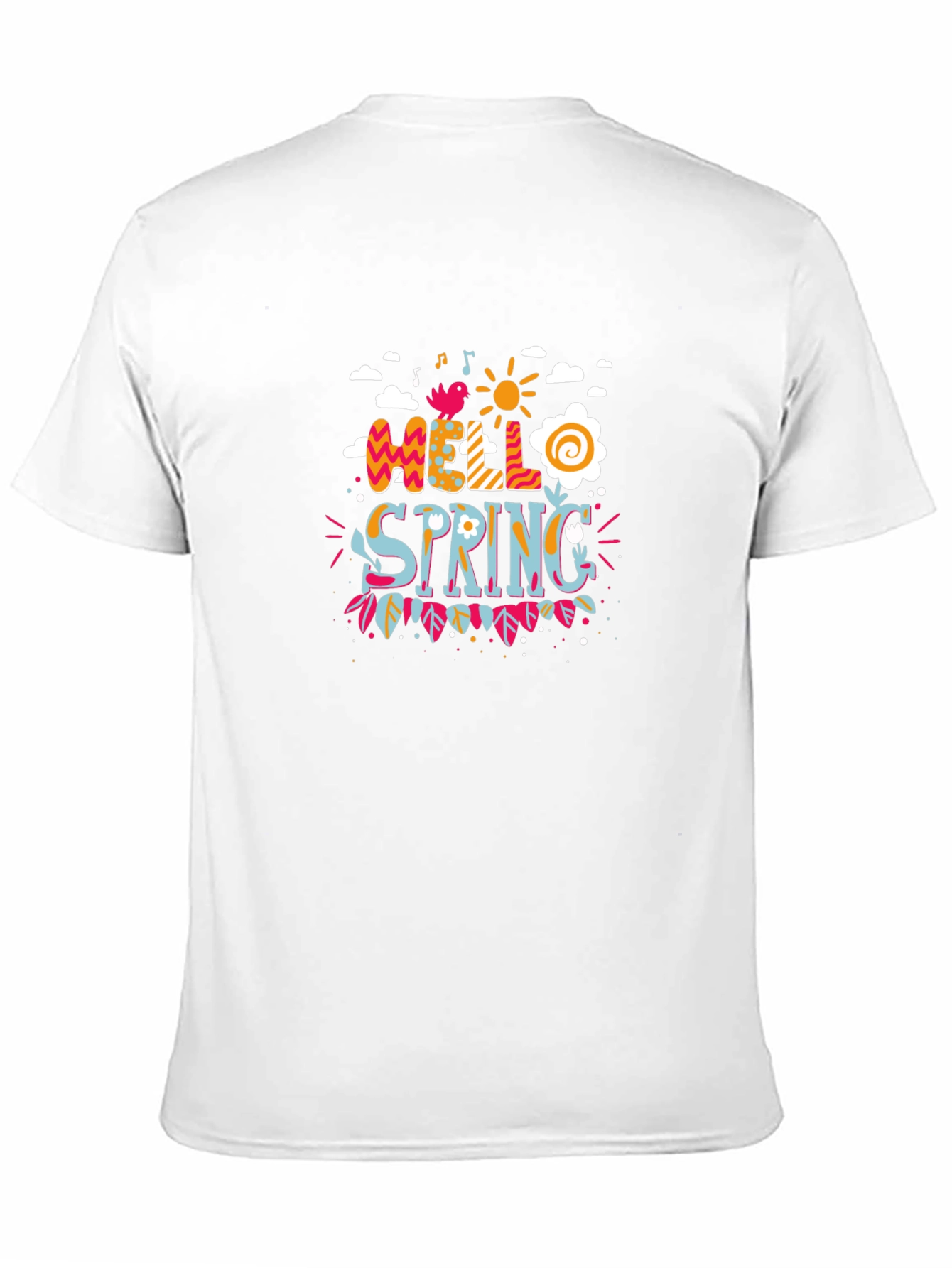 Hello Spring Graphic Print Black T-Shirt