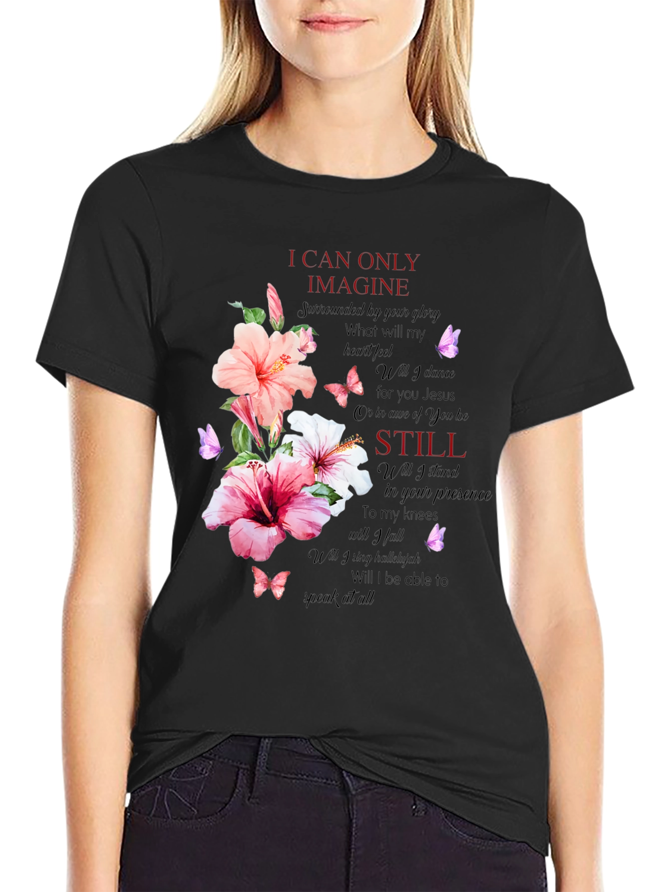 Floral Christian T-Shirt - I Can Only Imagine