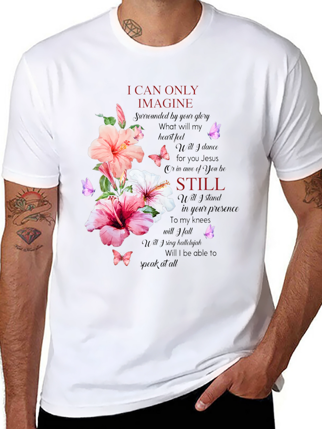 Floral Christian T-Shirt - I Can Only Imagine